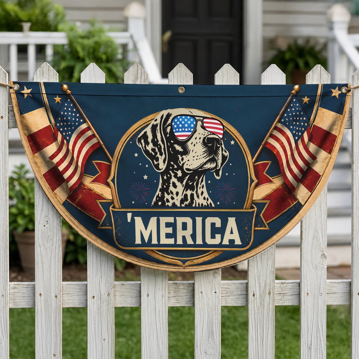 German Shorthaired Pointer Patriotic Fan Flag USA July 4th Decor