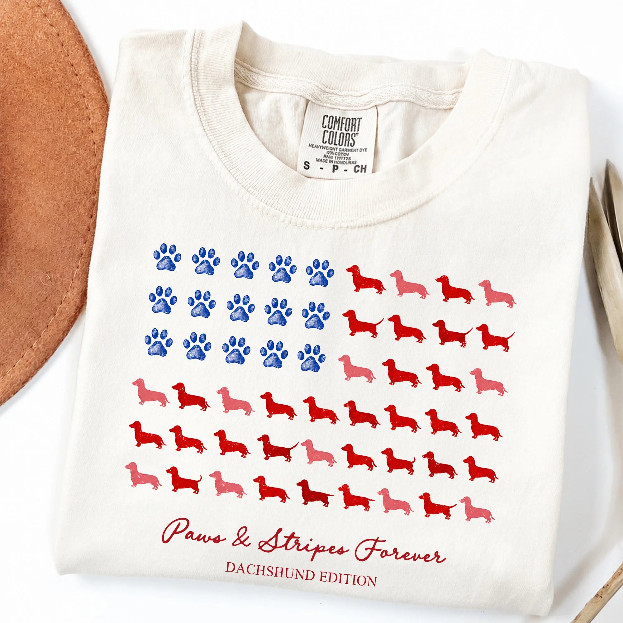 Dachshund American Flag Comfort Colors Shirt Patriotic Wiener Dog Tee