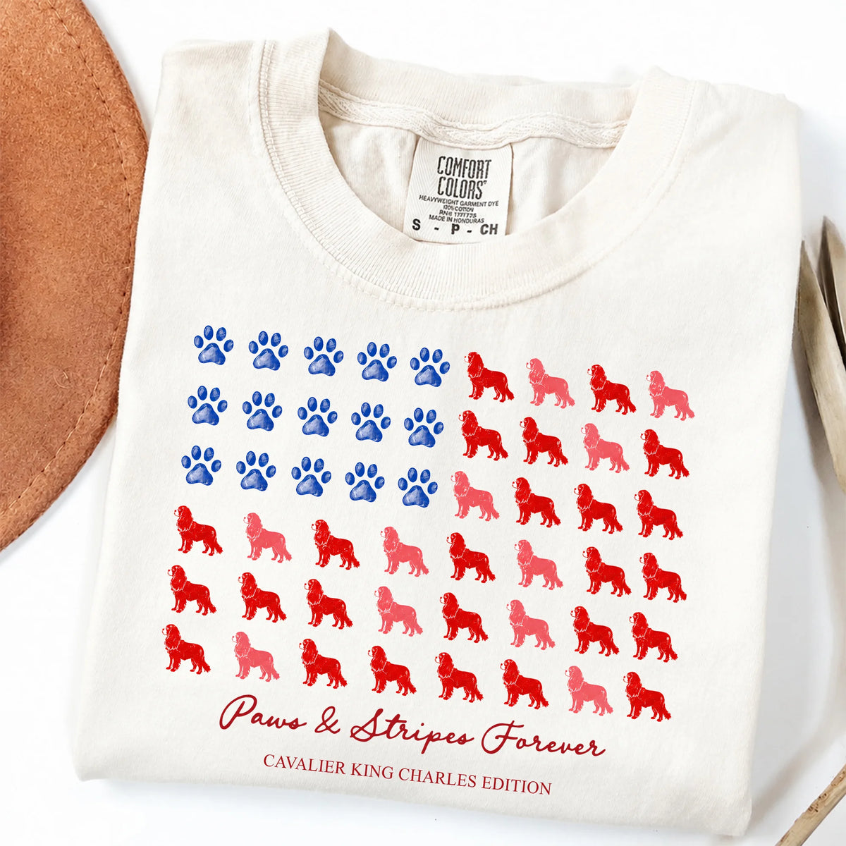 Cavalier King Charles American Flag Comfort Colors Shirt Patriotic Tee