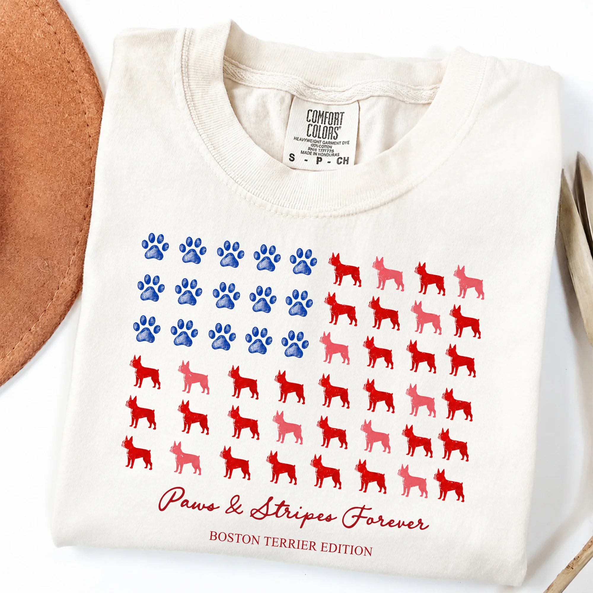 Boston Terrier American Flag Comfort Colors Shirt Patriotic Dog Tee