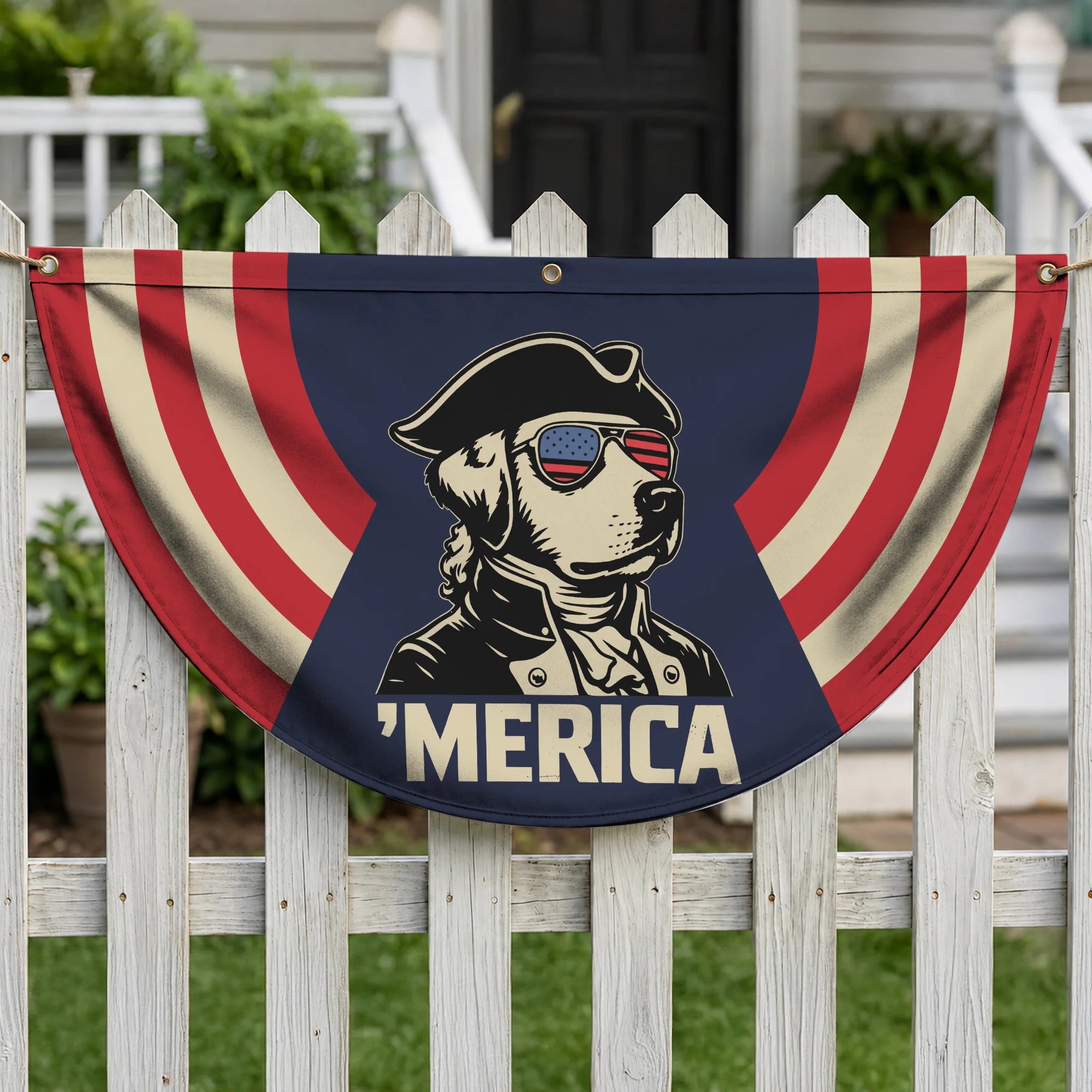 Labrador Merica Washington Patriotic USA 4th July Fan Flag