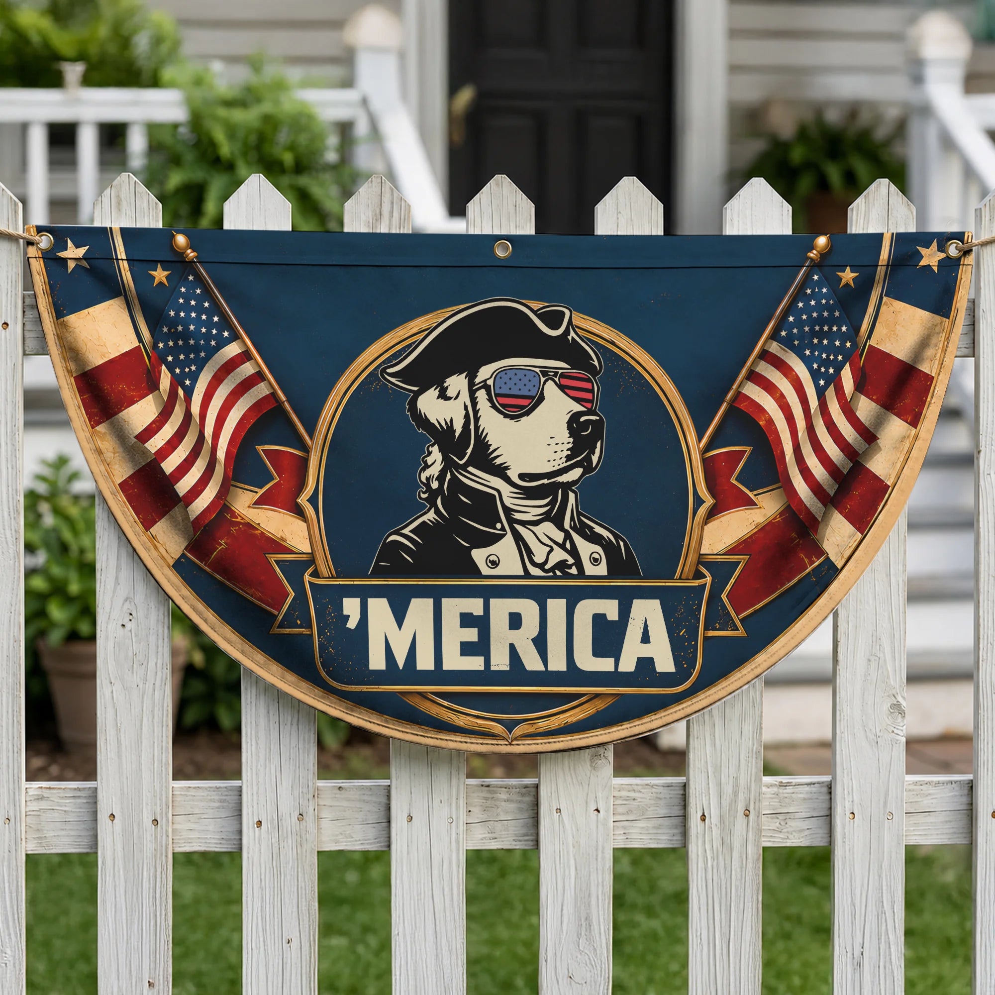 Washington Labrador Patriotic Merica USA Independence Day Fan Flag