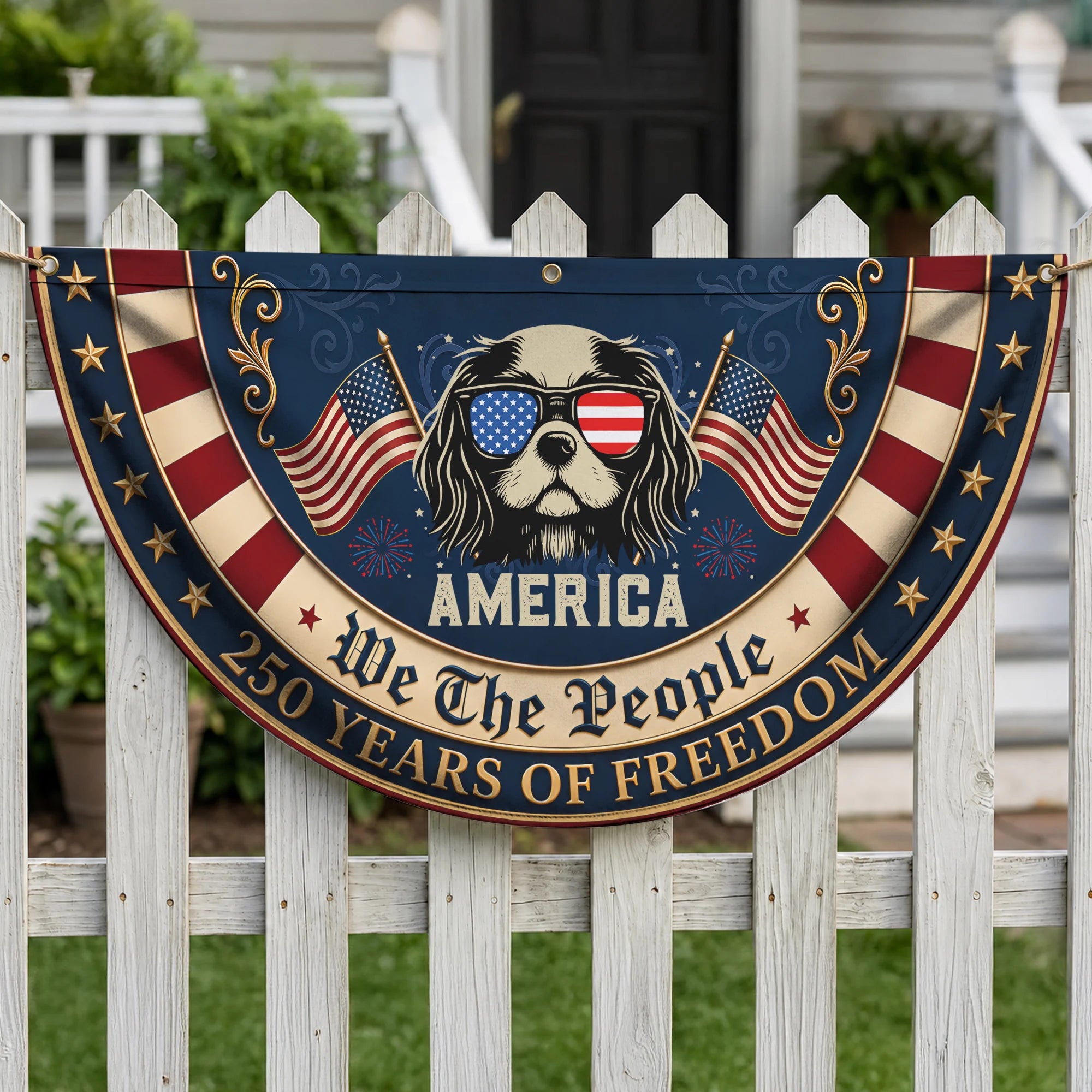 Cavalier King Charles 4th of July Fan Flag Decor
