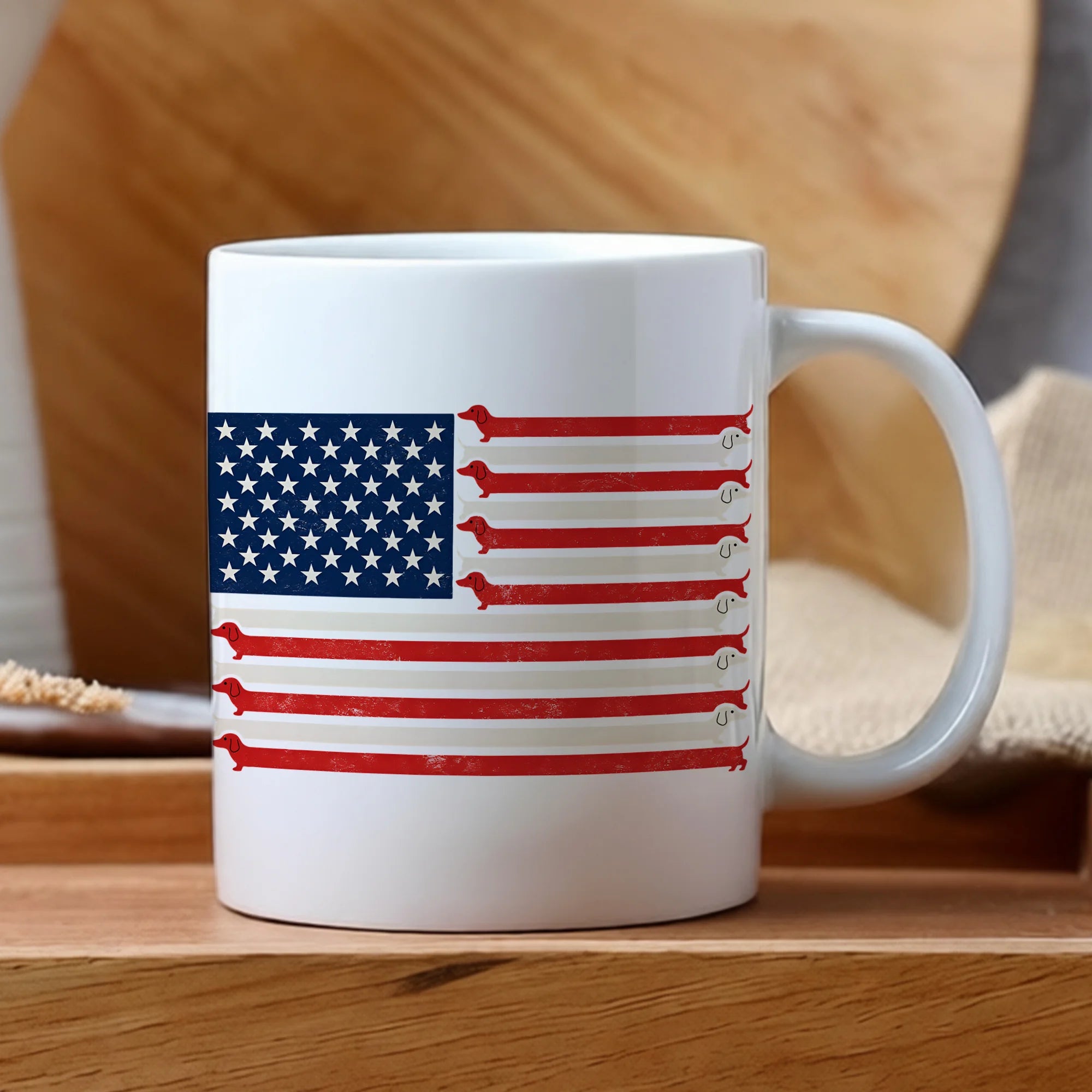 Patriotic Dachshund Mug American Flag Doxie USA 250 Gift