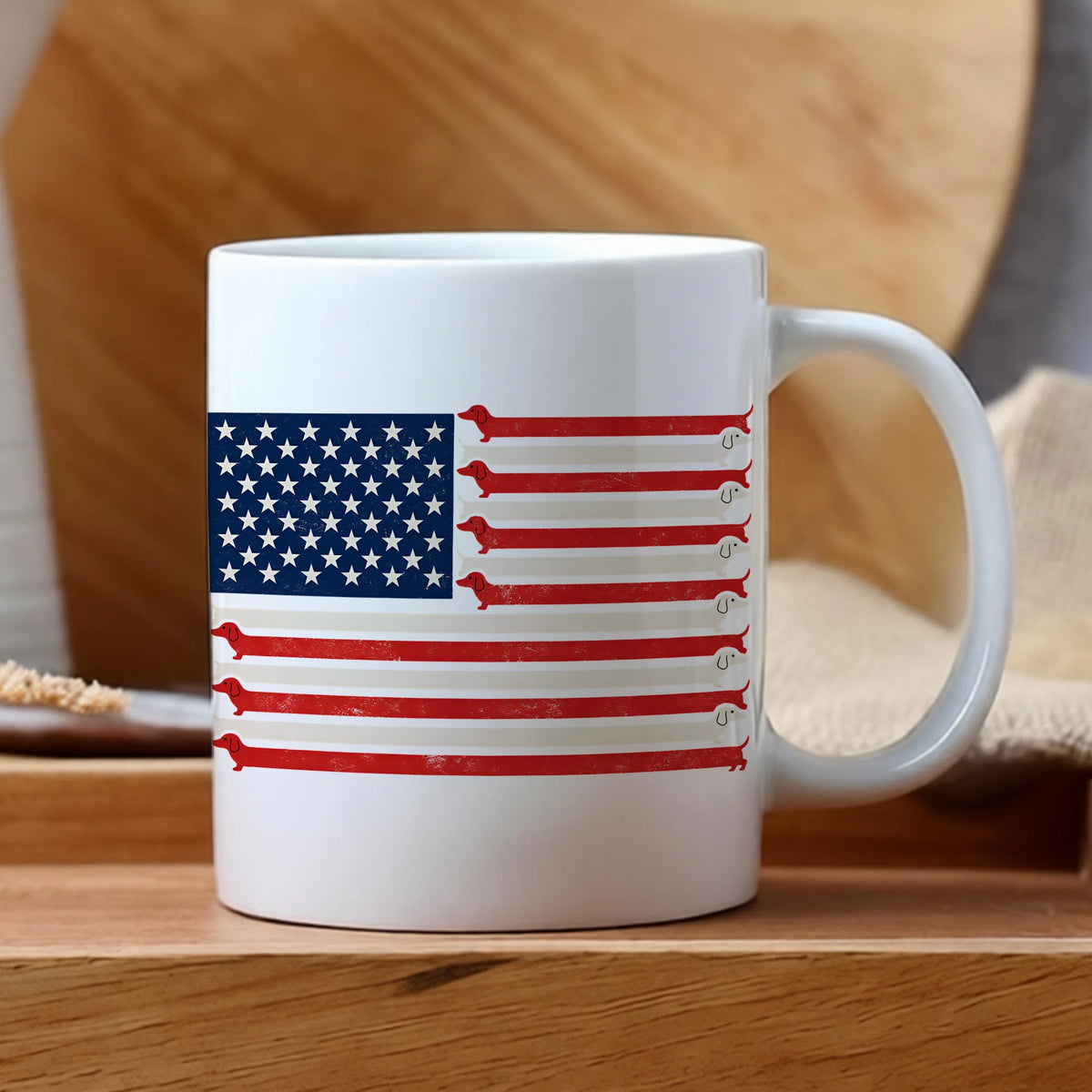 Patriotic Dachshund Mug American Flag Doxie USA 250 Gift