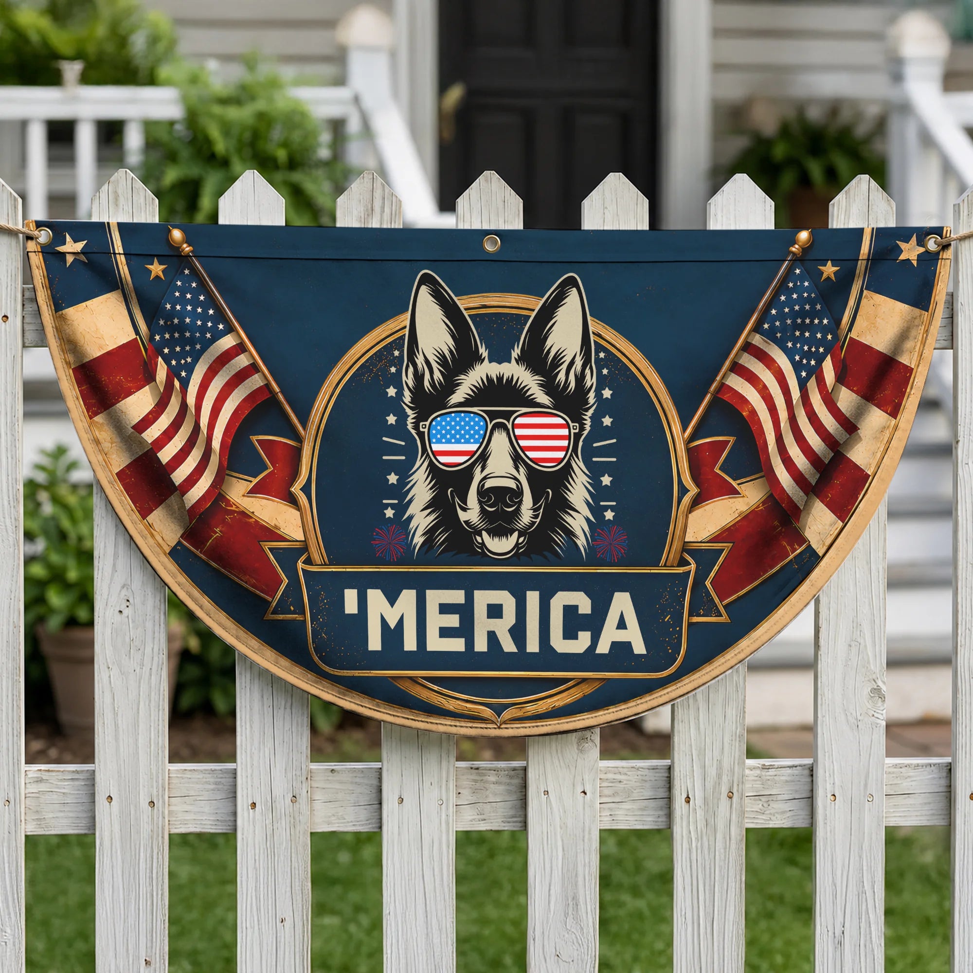 Patriotic German Shepherd Fan Flag USA Dog Lover Decor