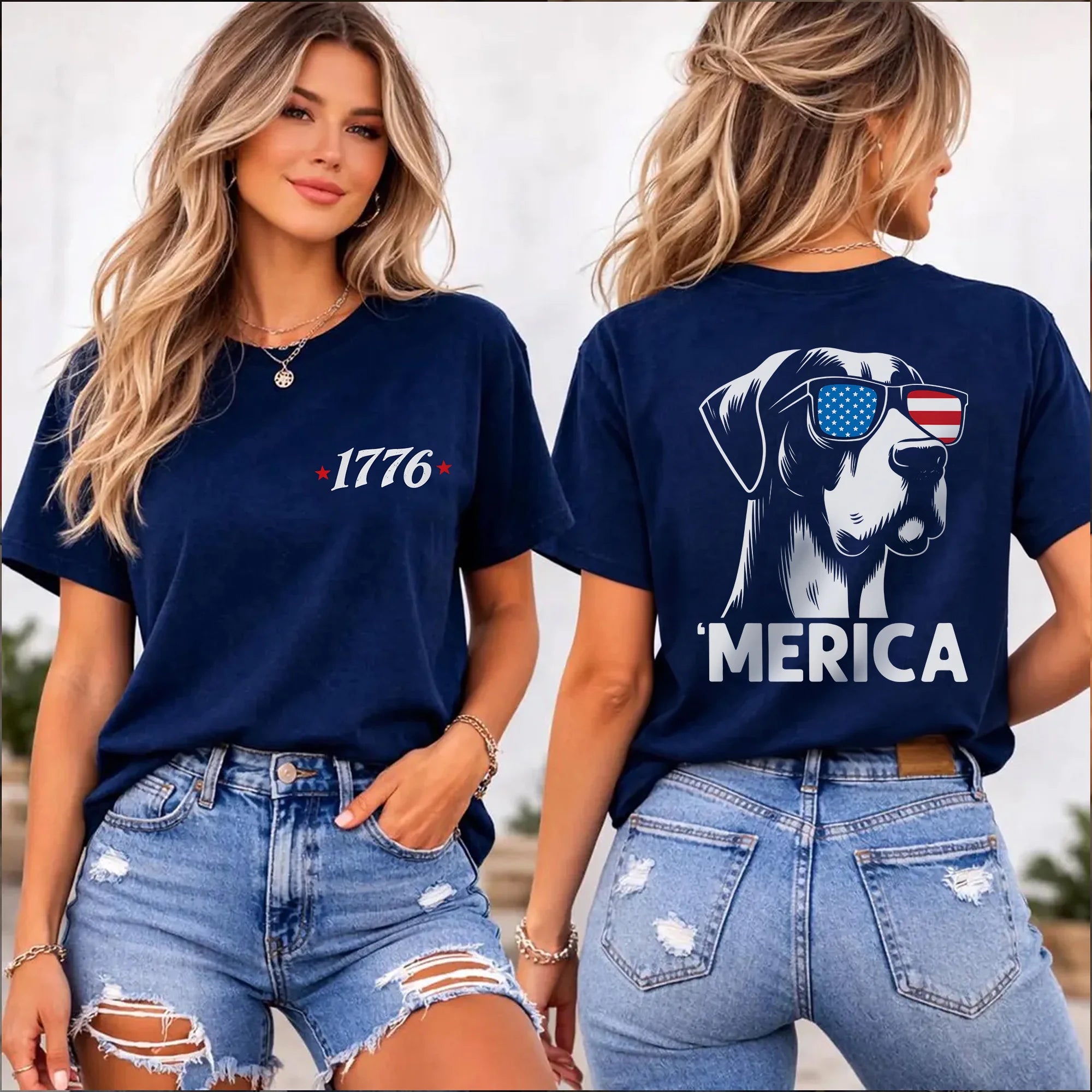 1776 Patriotic Great Dane Tee, Distressed USA Flag Shirt