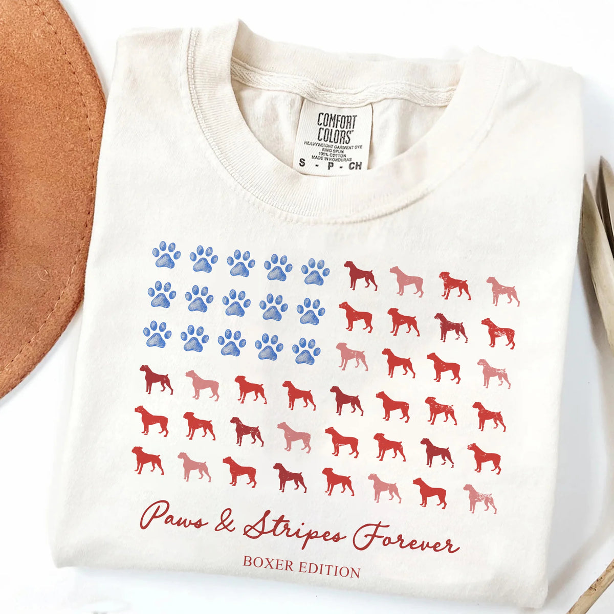 Paws and Stripes Boxer American Flag Shirt Patriotic Dog Tee