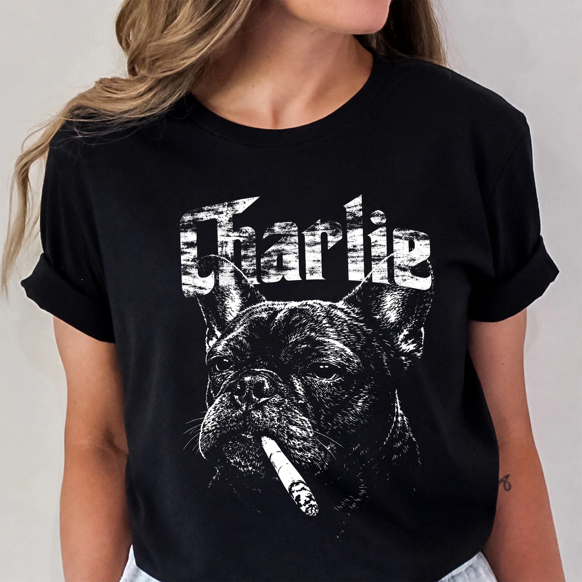 Personalized Mafia Frenchie Vintage 90s Meme Dog Graphic Tee