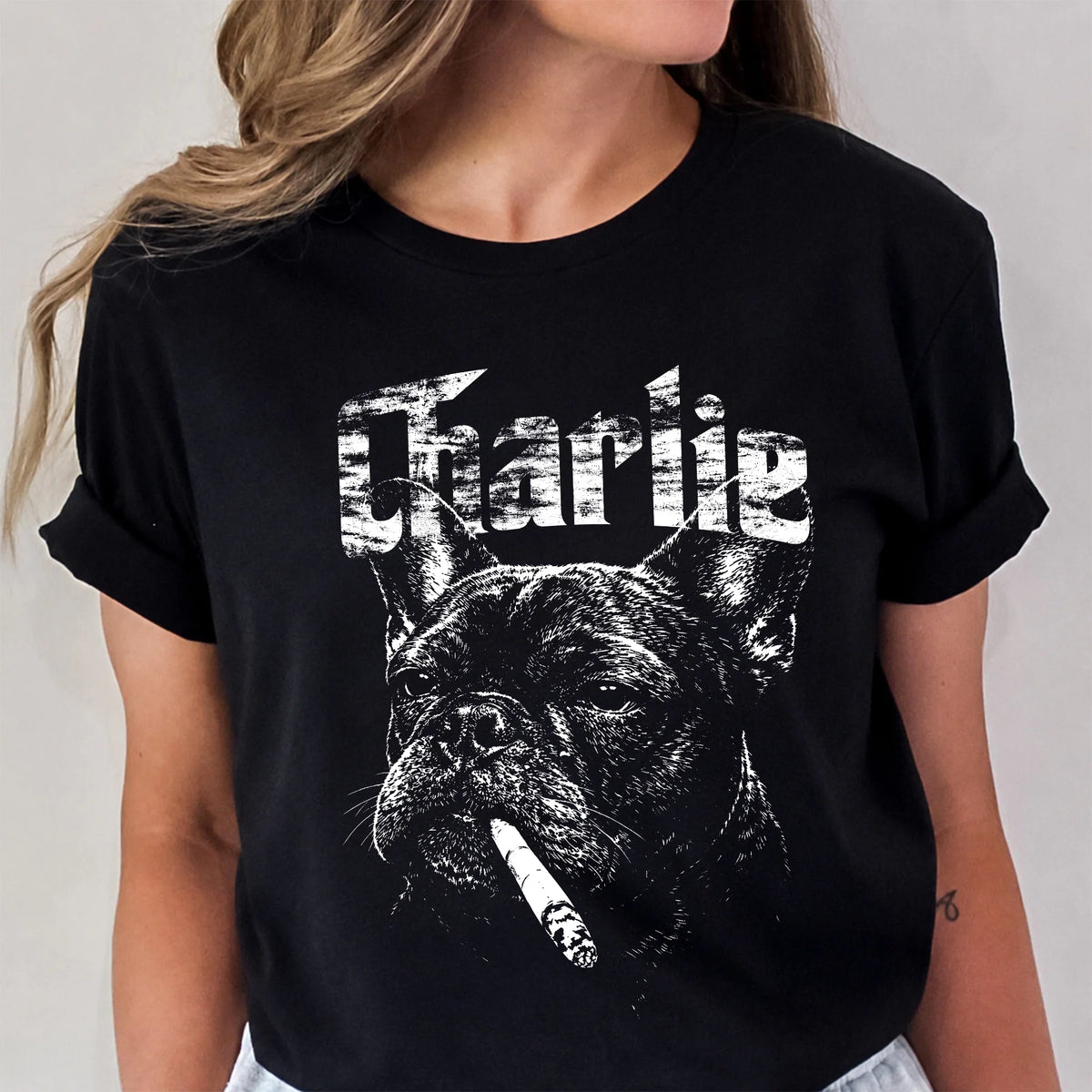 Personalized Mafia Frenchie Vintage 90s Meme Dog Graphic Tee