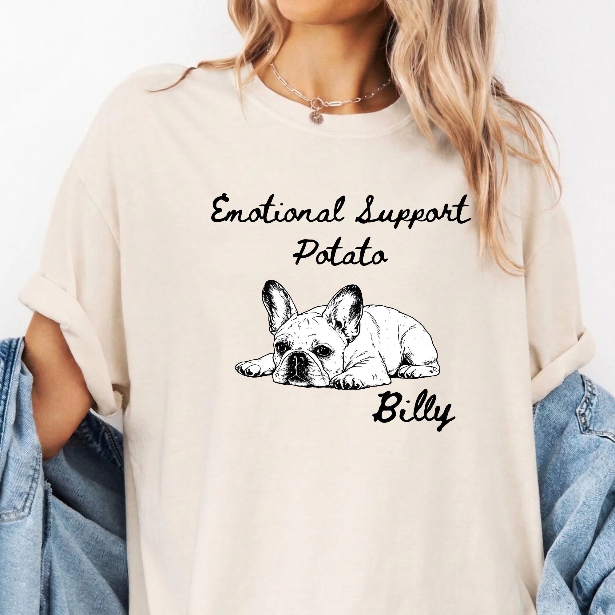 Custom French Bulldog Emotional Support Potato Shirt, Custom Dog Mom Gift
