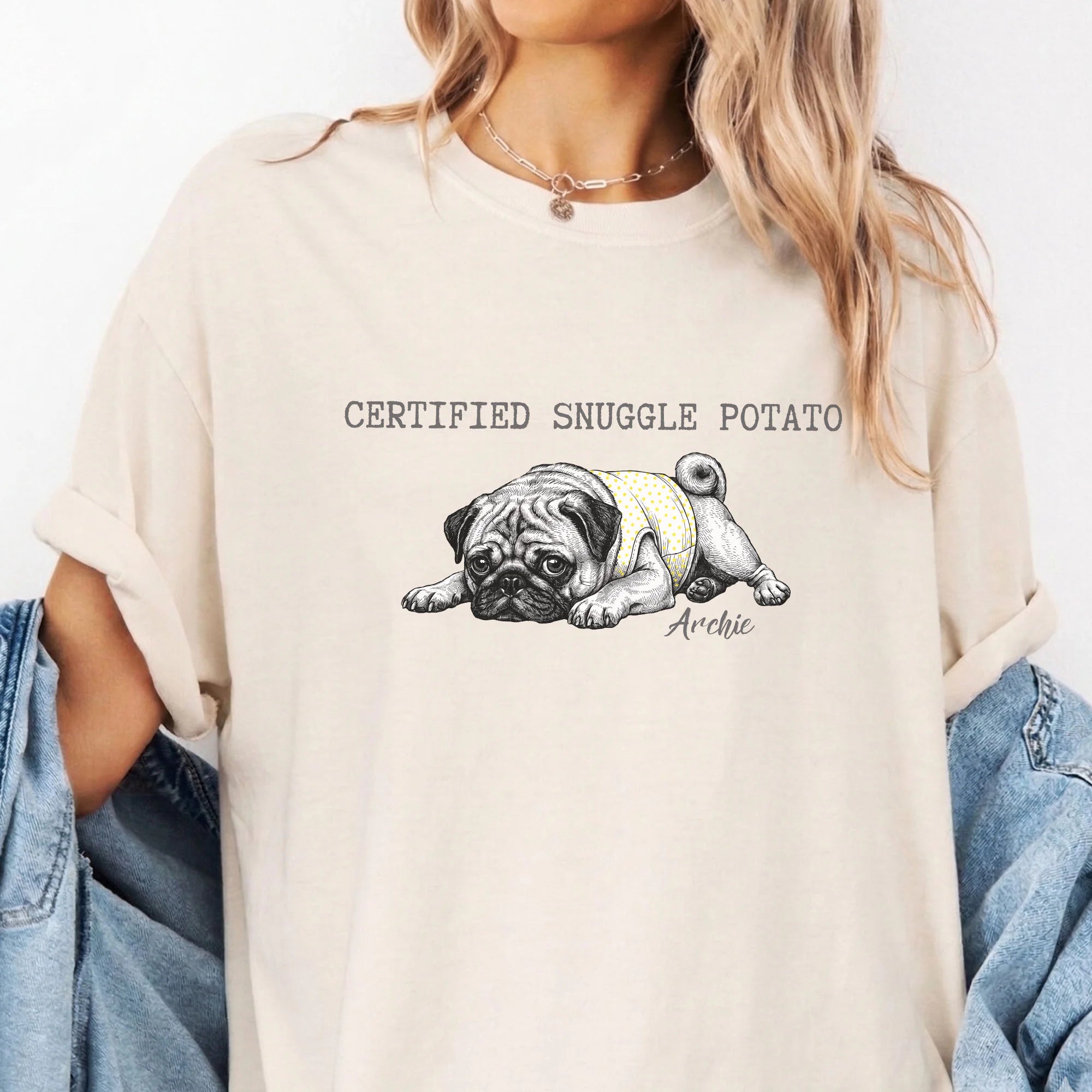 Custom Pug Snuggle Potato Shirt for Dog Mom Dad Gift