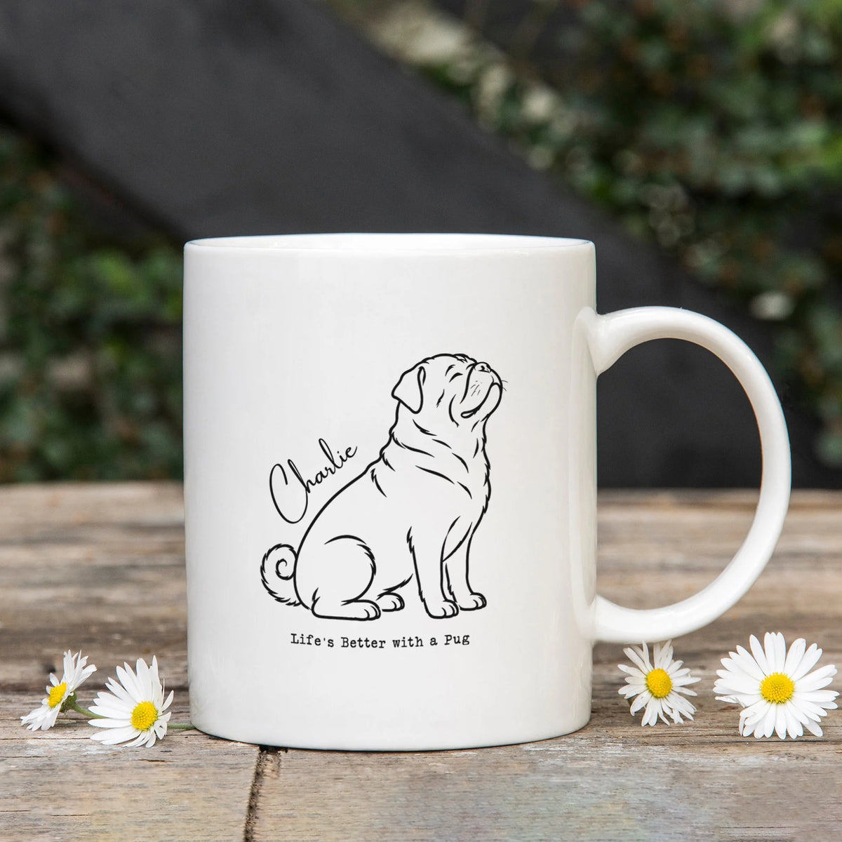 Custom Name Pug Mug Personalized Dog Coffee Cup