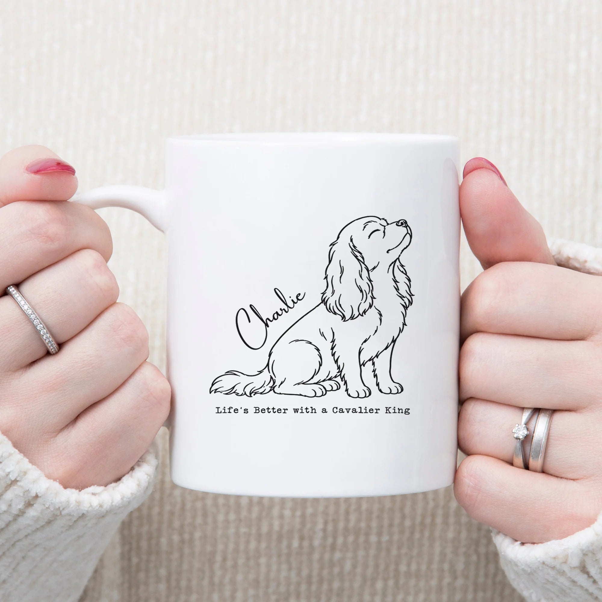 Custom Name Cavalier King Mug Personalized Dog Coffee Cup