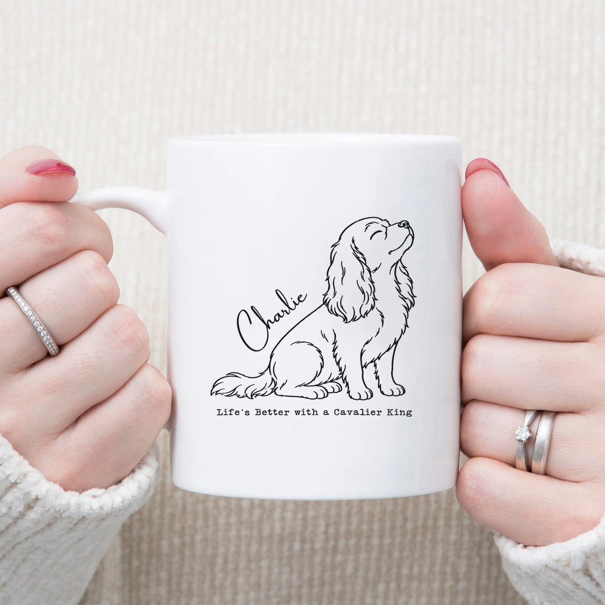 Custom Name Cavalier King Mug Personalized Dog Coffee Cup