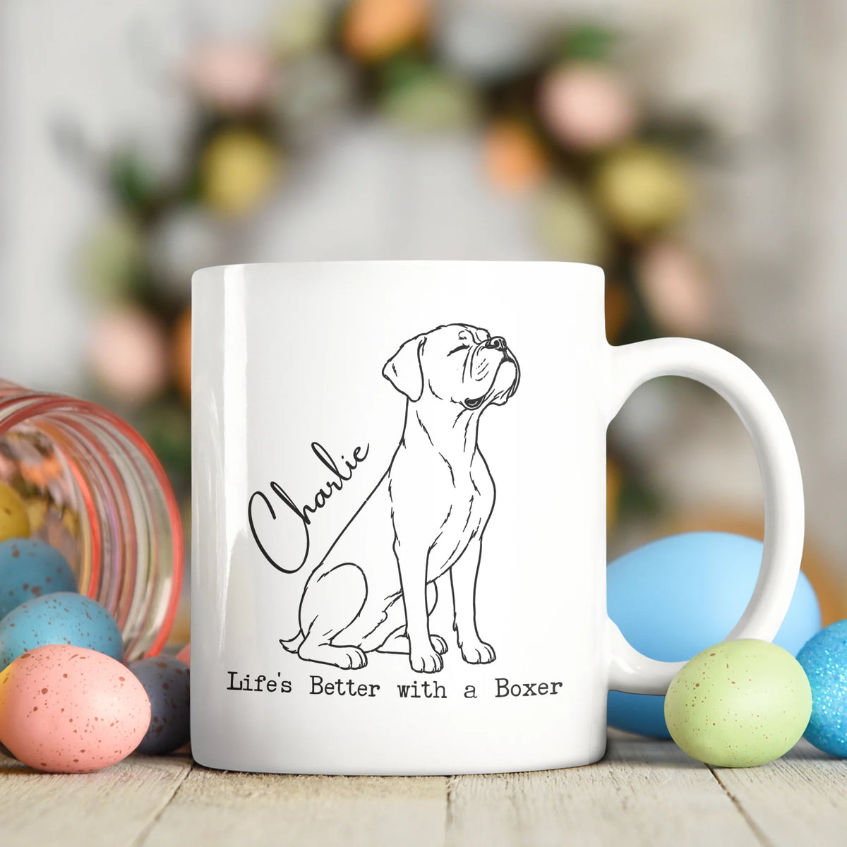 Custom Name Boxer Mug Personalized Dog Coffee Cup
