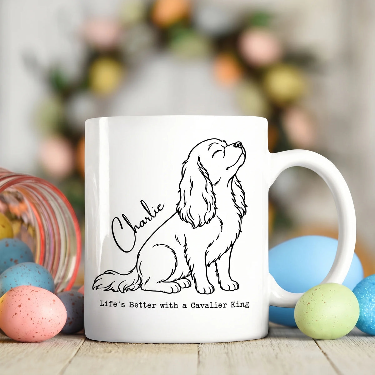 Custom Name Cavalier King Mug Personalized Dog Coffee Mug