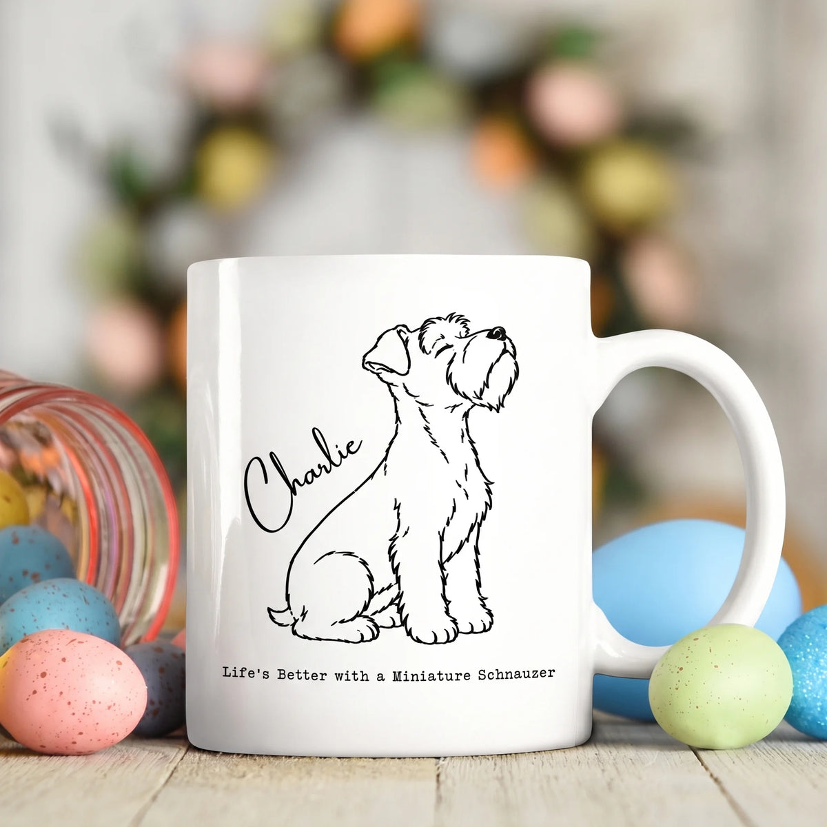 Custom Name Miniature Schnauzer Mug Personalized Dog Lover Coffee Cup