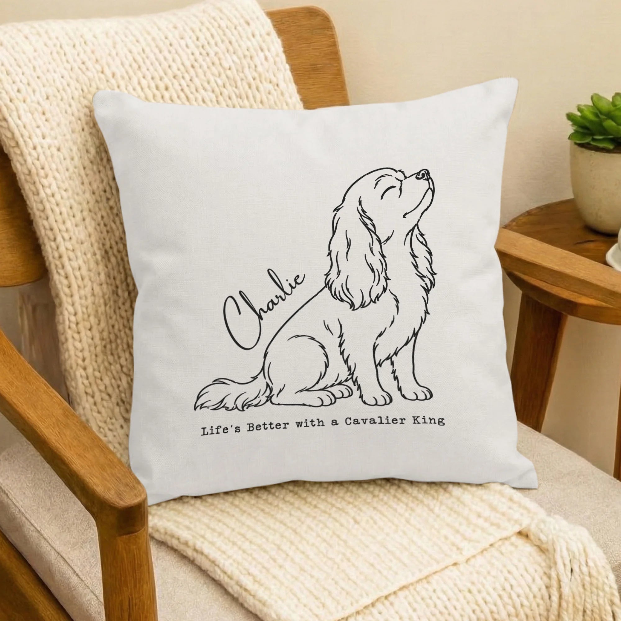 Custom Name Cavalier King Pillow Cover Personalized Dog Cushion Case