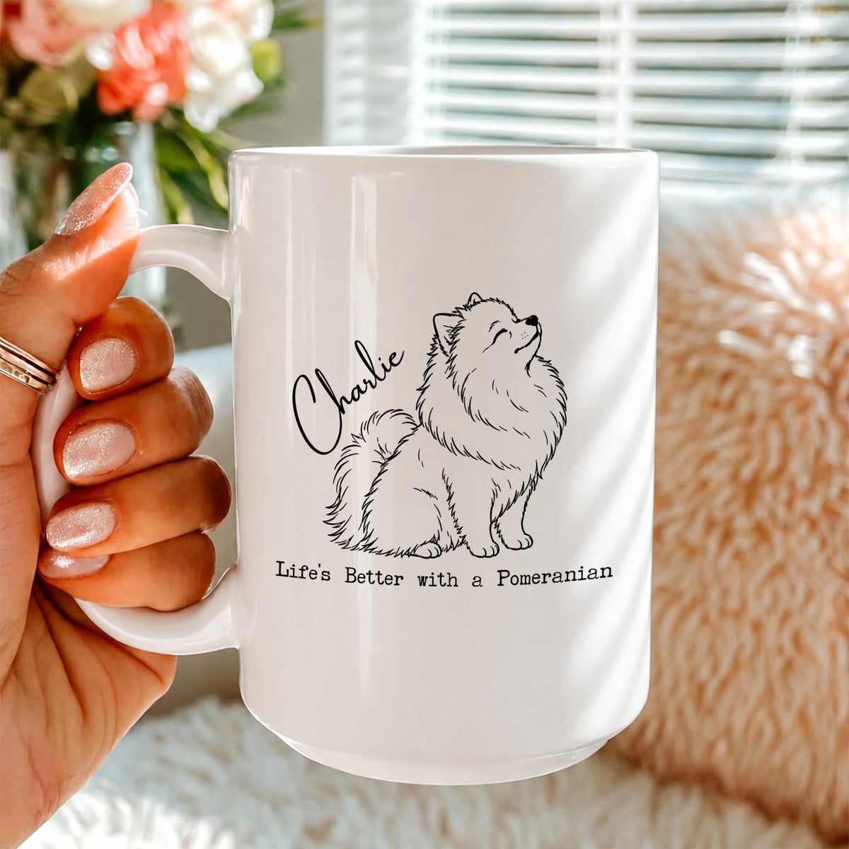 Custom Name Pomeranian Mug Personalized Dog Coffee Cup Gift