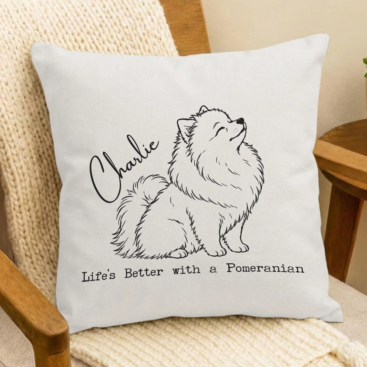Custom Name Pomeranian Pillow Cover Personalized Dog Cushion Case