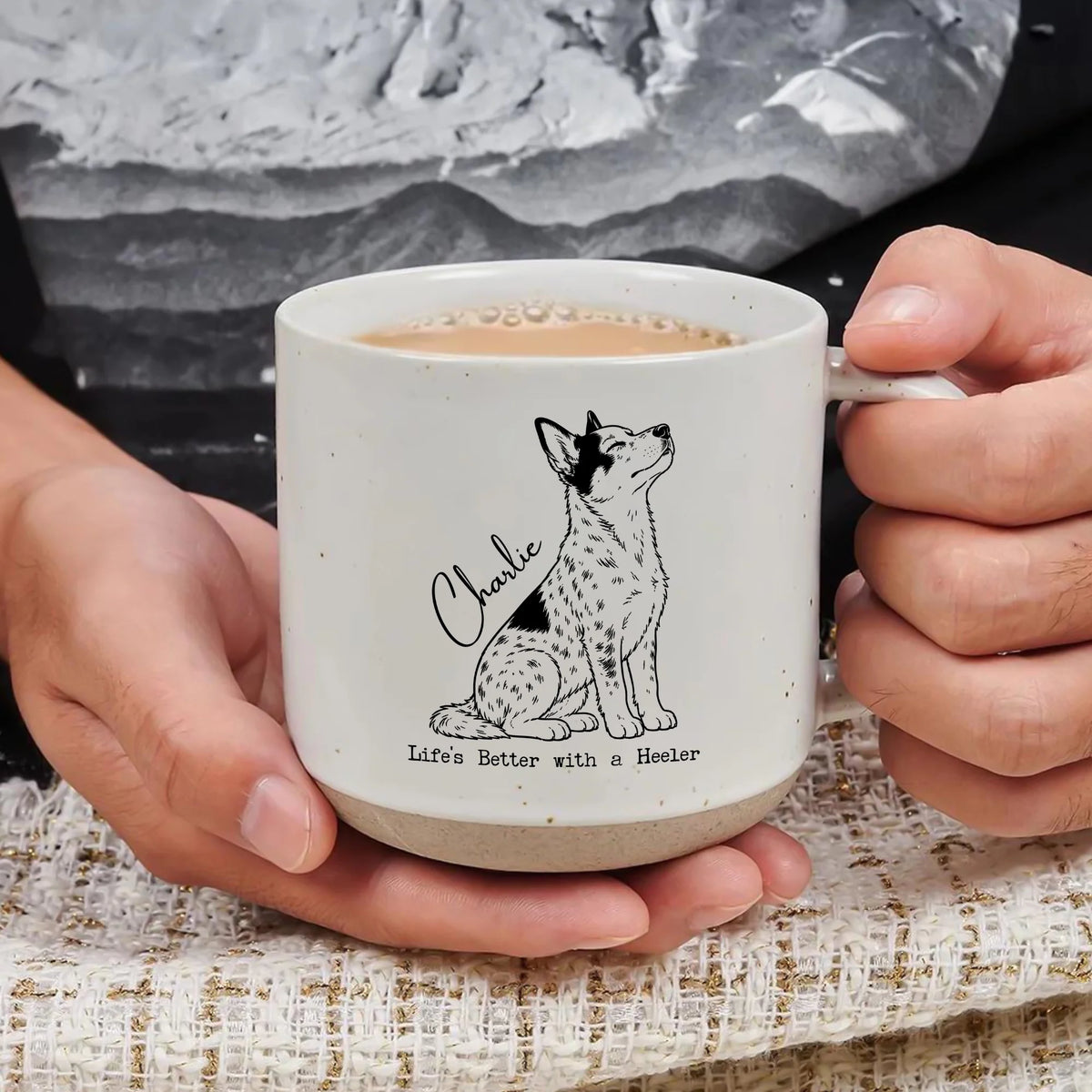 Custom Name Heeler 12oz Pottery Mug Personalized Dog Gift