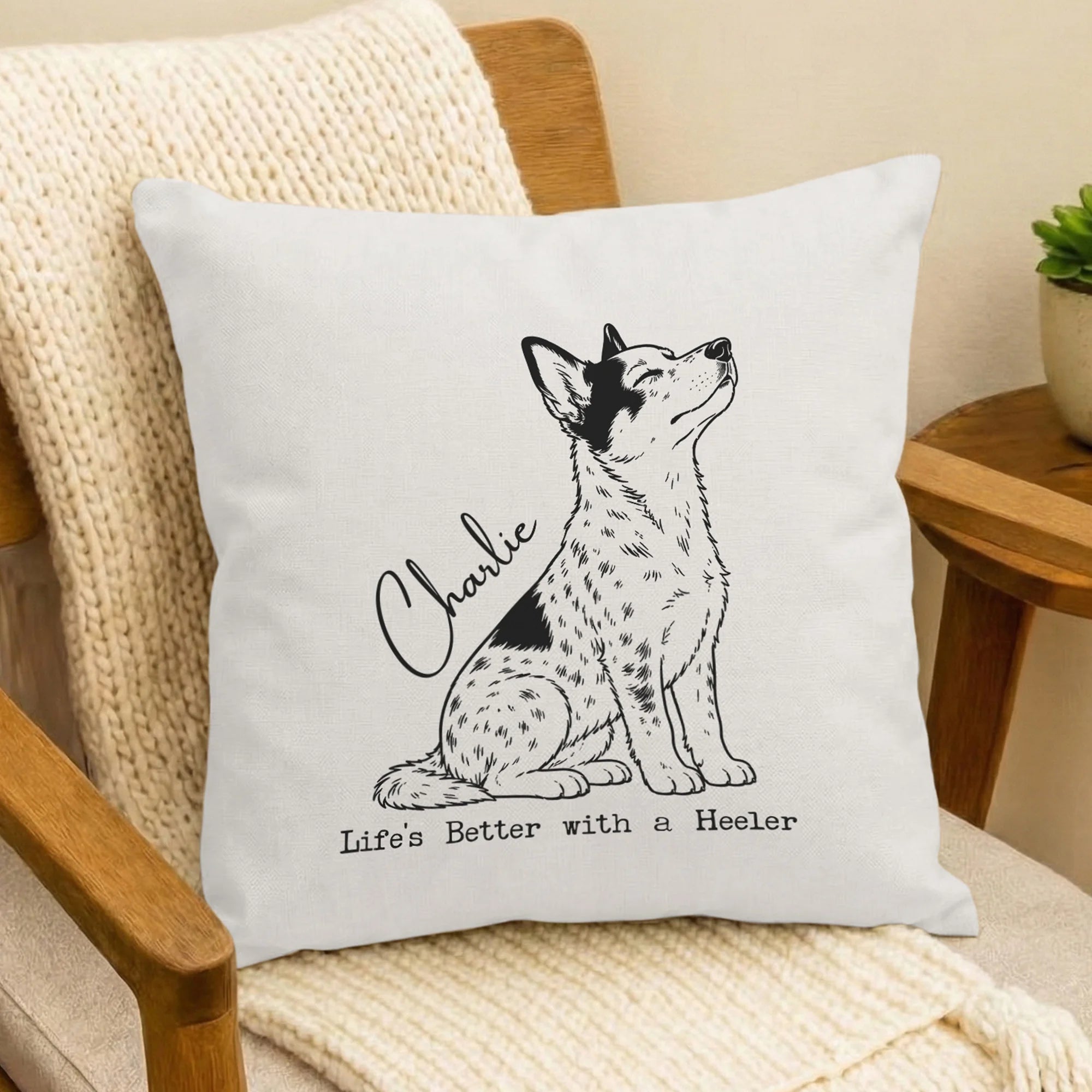 Custom Name Heeler Pillow Cover Personalized Dog Cushion Case