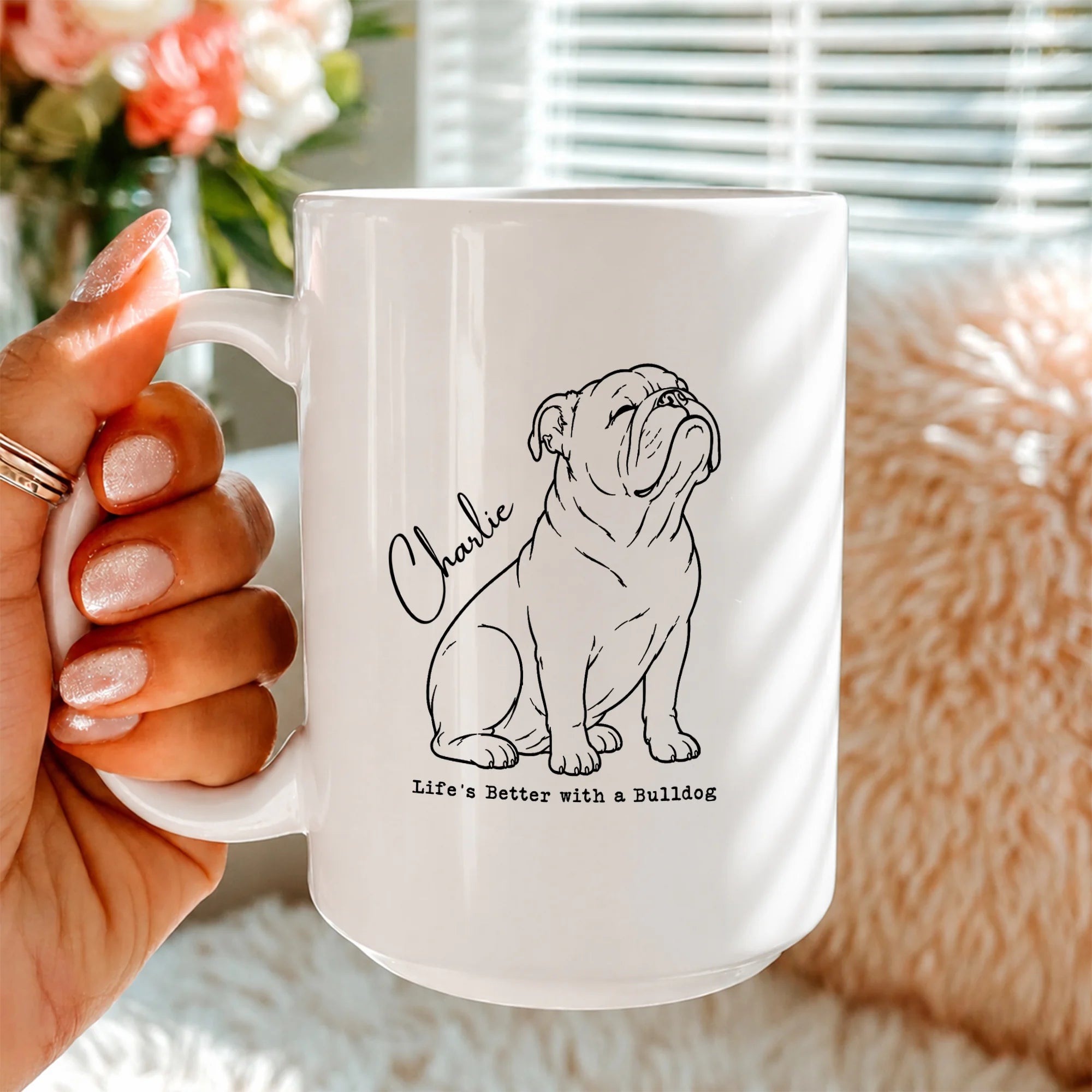 Custom Name Bulldog Mug Personalized English Bulldog Coffee Cup