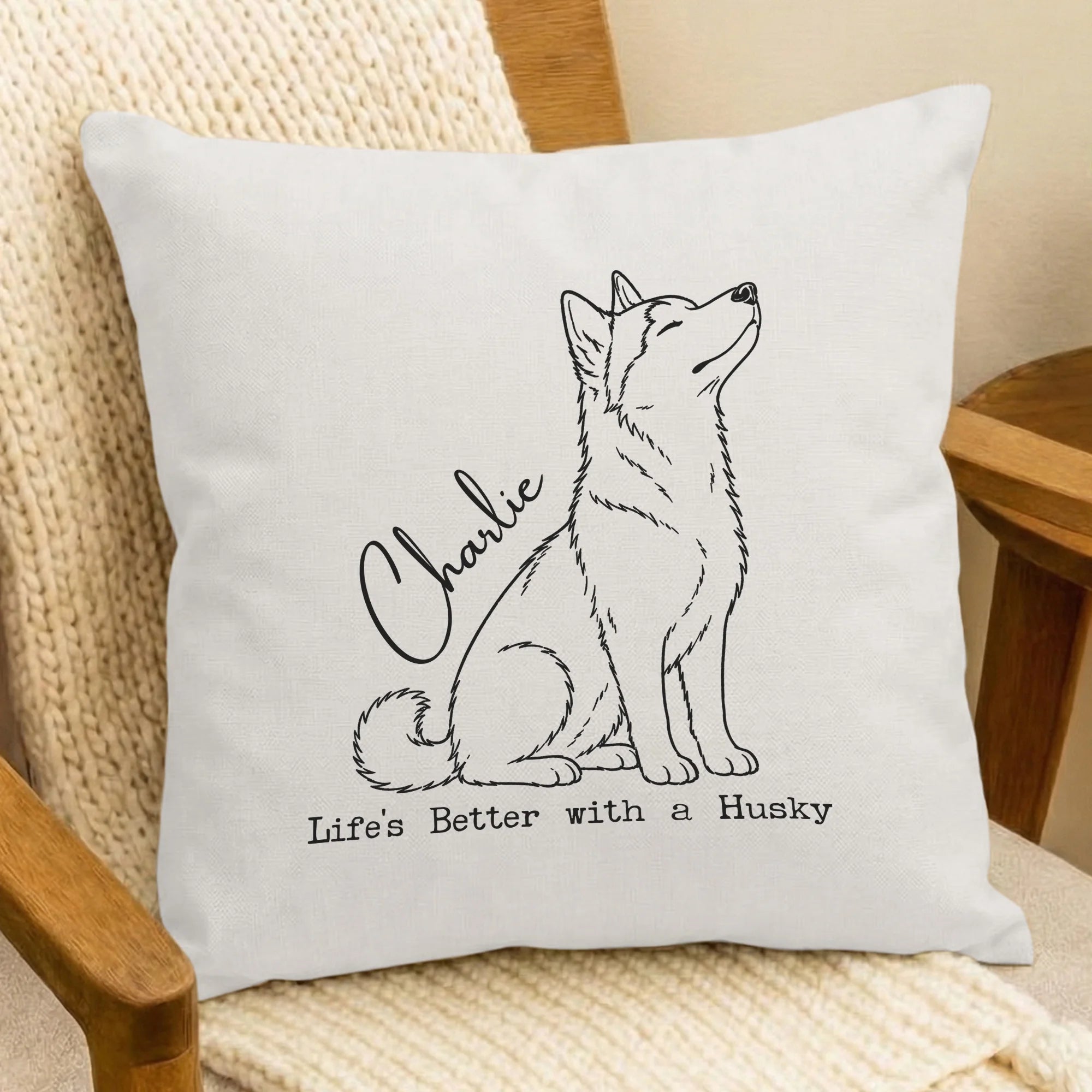 Custom Name Husky Pillow Cover Personalized Dog Lover Gift