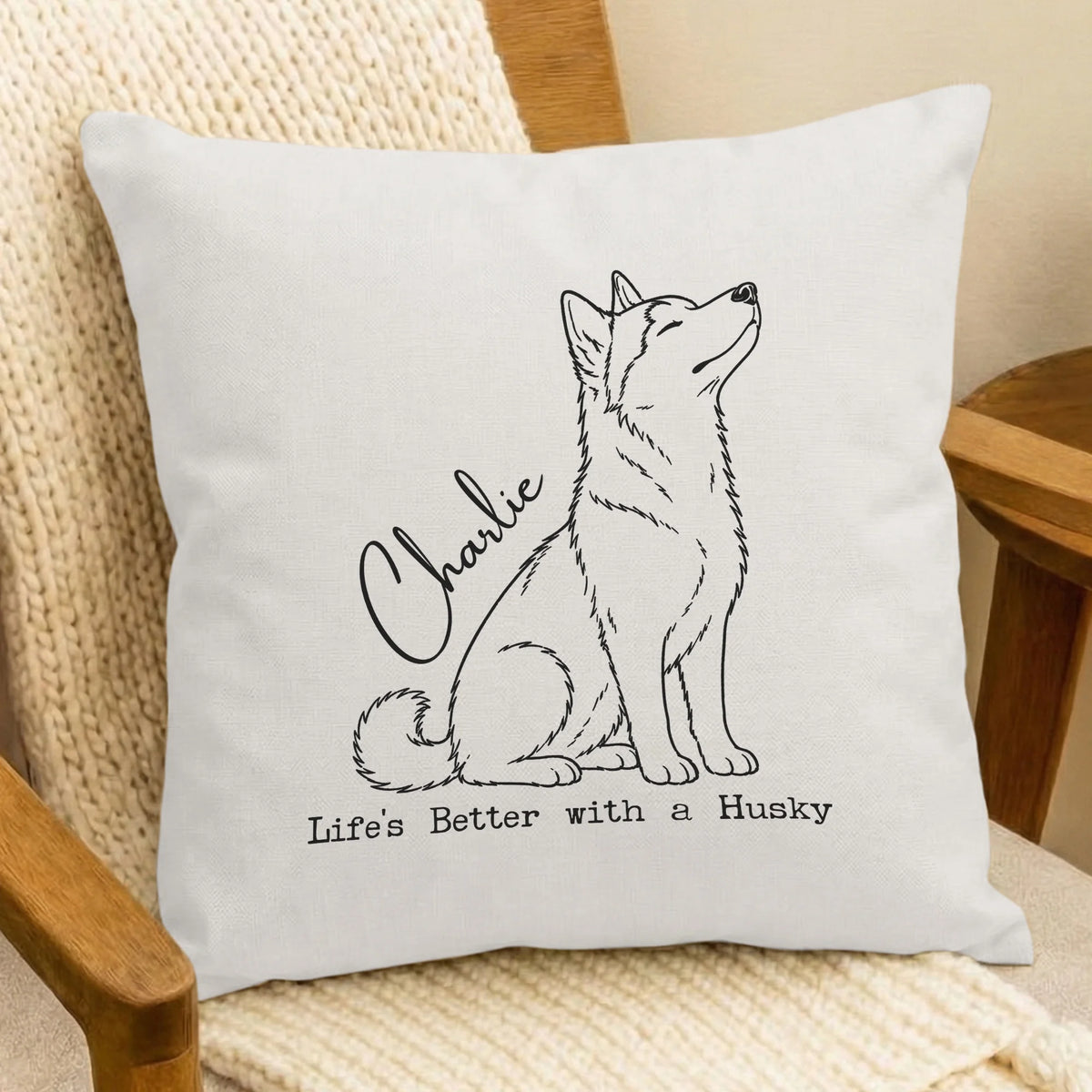 Custom Name Husky Pillow Cover Personalized Dog Lover Gift