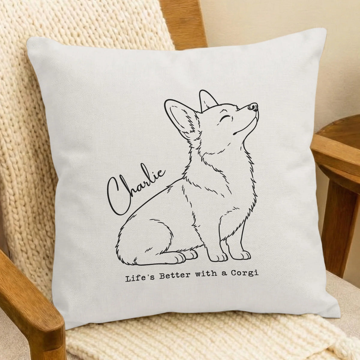 Custom Name Corgi Pillow Cover Personalized Dog Lover Gift