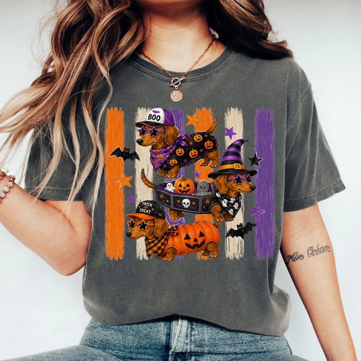 Halloween Dachshund Shirt, Doxie Pumpkin Costume Spooky Wiener Dog Tee