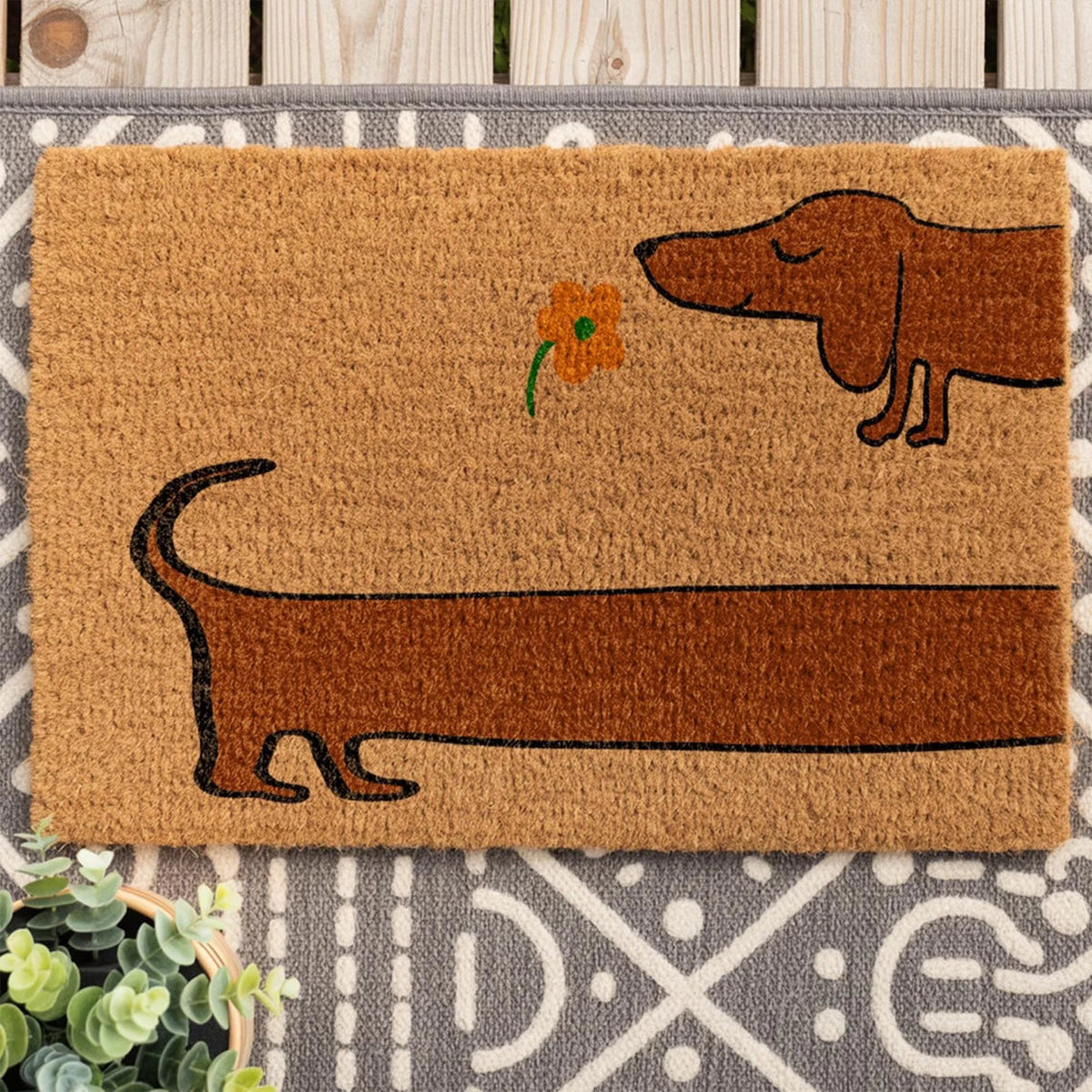 Dachshund Doormat, Wiener Dog Coir Mat, Dog Welcome Entryway Decor