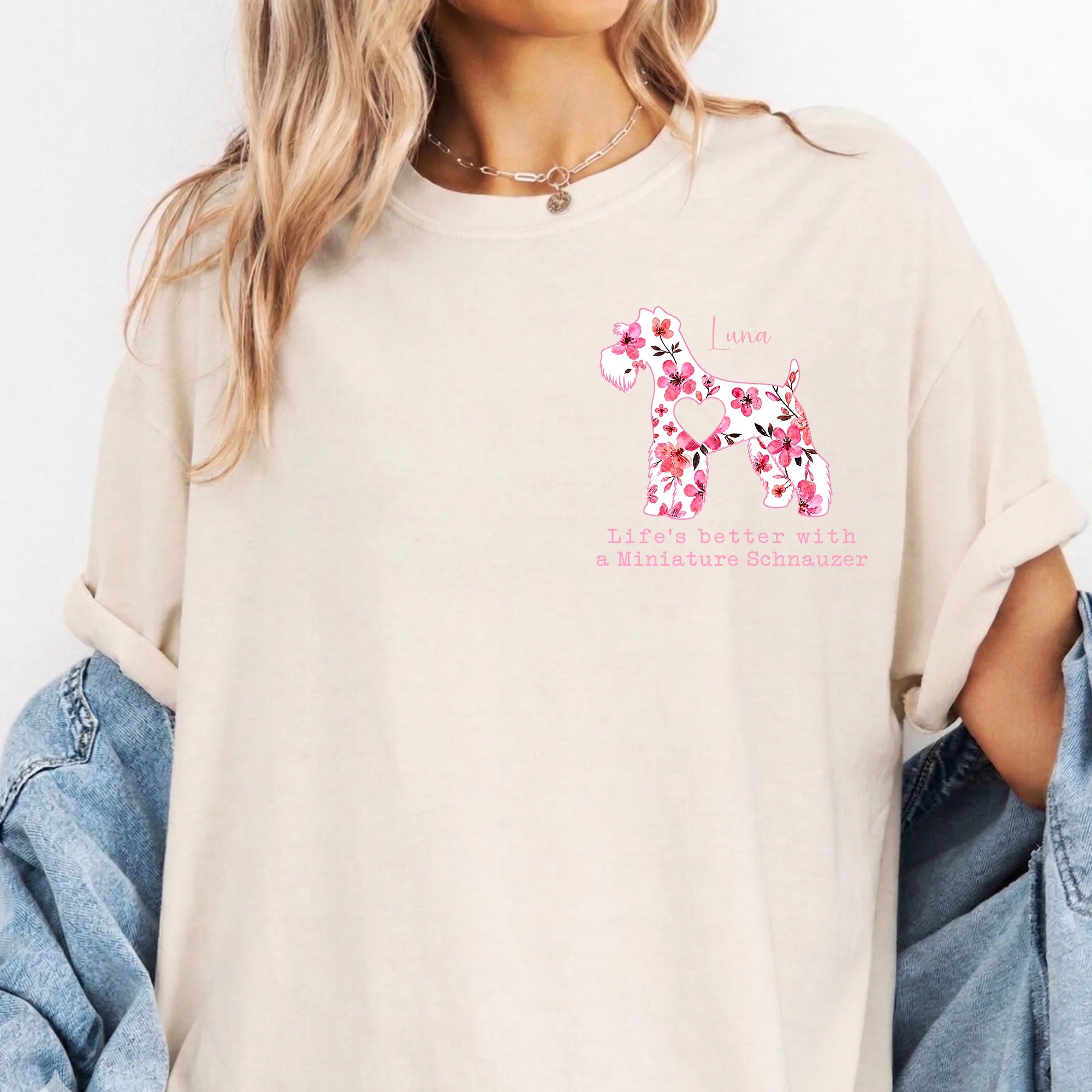 Floral Miniature Schnauzer Mom Comfort Colors Shirt, Dog Lover Gift