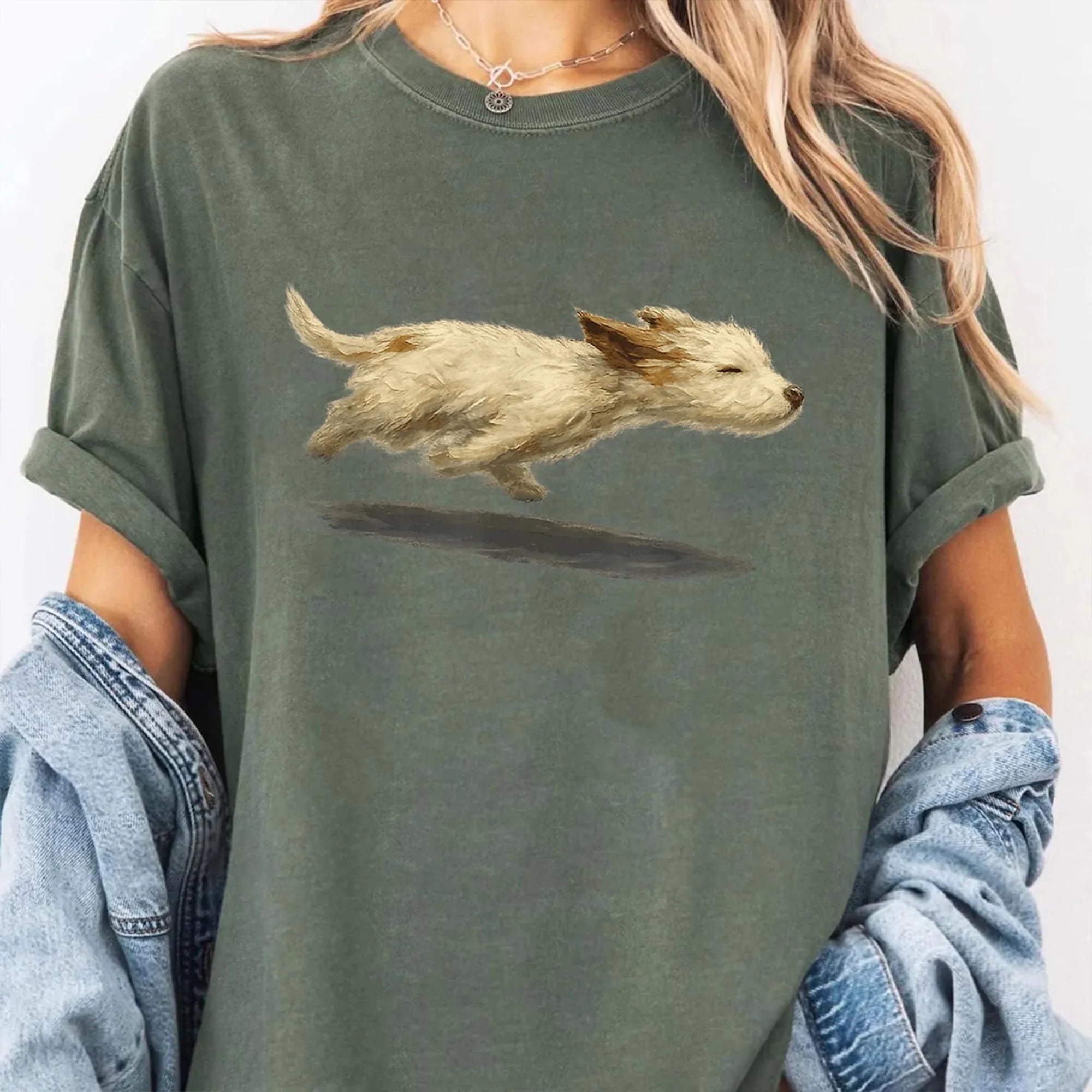 Cute Running Dog Shirt, Adorable Active Canine Graphic T-Shirt Gift