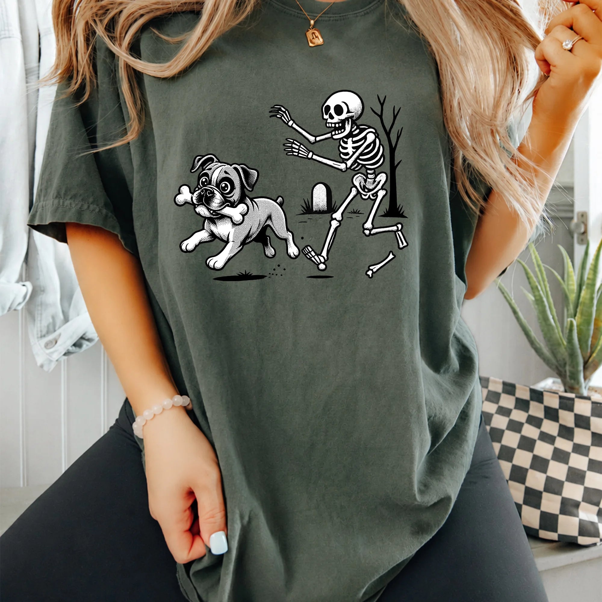 Halloween Boxer Dog Shirt, Funny Boxer Skeleton Tee, Spooky Season