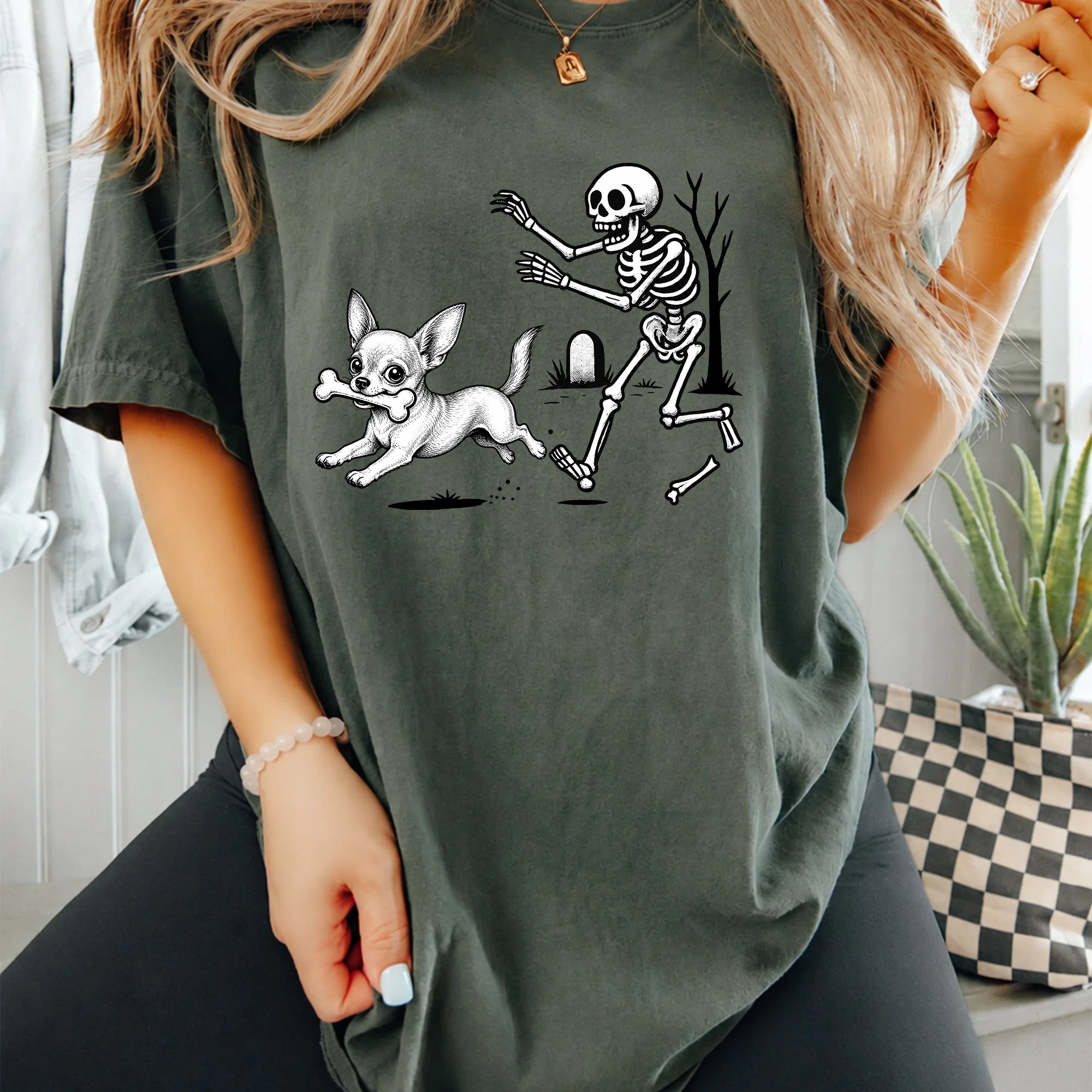 Halloween Chihuahua Dog Shirt, Funny Chihuahua Skeleton Tee, Spooky Season