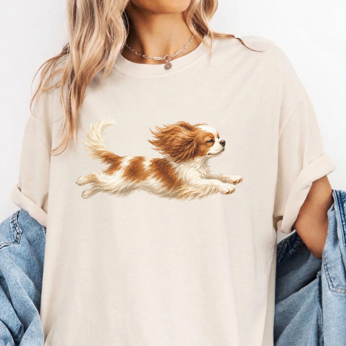 Cavalier King Charles Mom Shirt, Cute Watercolor Running Dog Tee