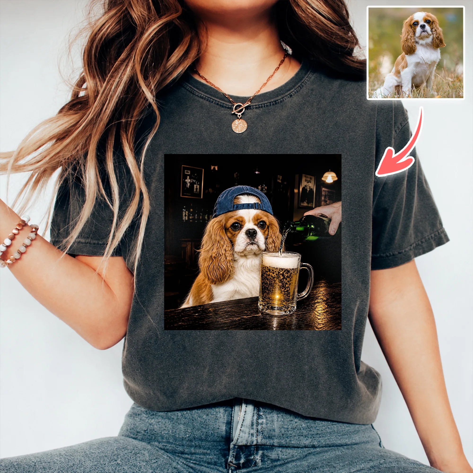 Personalized Funny Custom Dog Drinking Beer Shirt, Personalized Photo Meme Tee