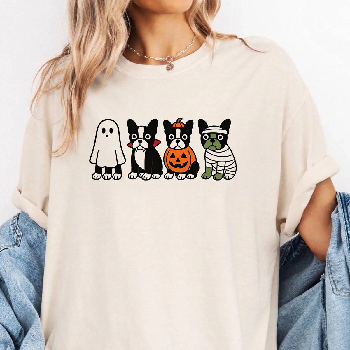 Boston Terrier Halloween Sweatshirt, Spooky Ghost Dog Shirt, Pet Gift