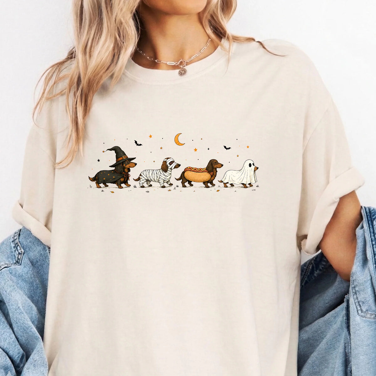 Comfort Colors Dachshund Halloween Shirt, Spooky Wiener Dog Lover Tee