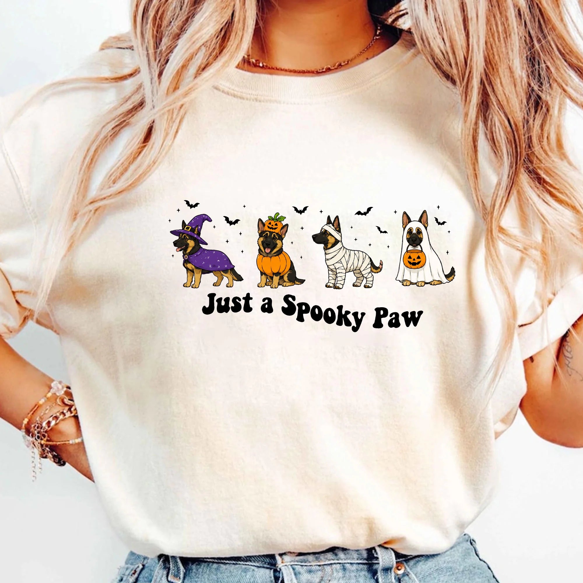 Spooky Paw Halloween Shirt, Cute Ghost Pumpkin Dog Mom Gift