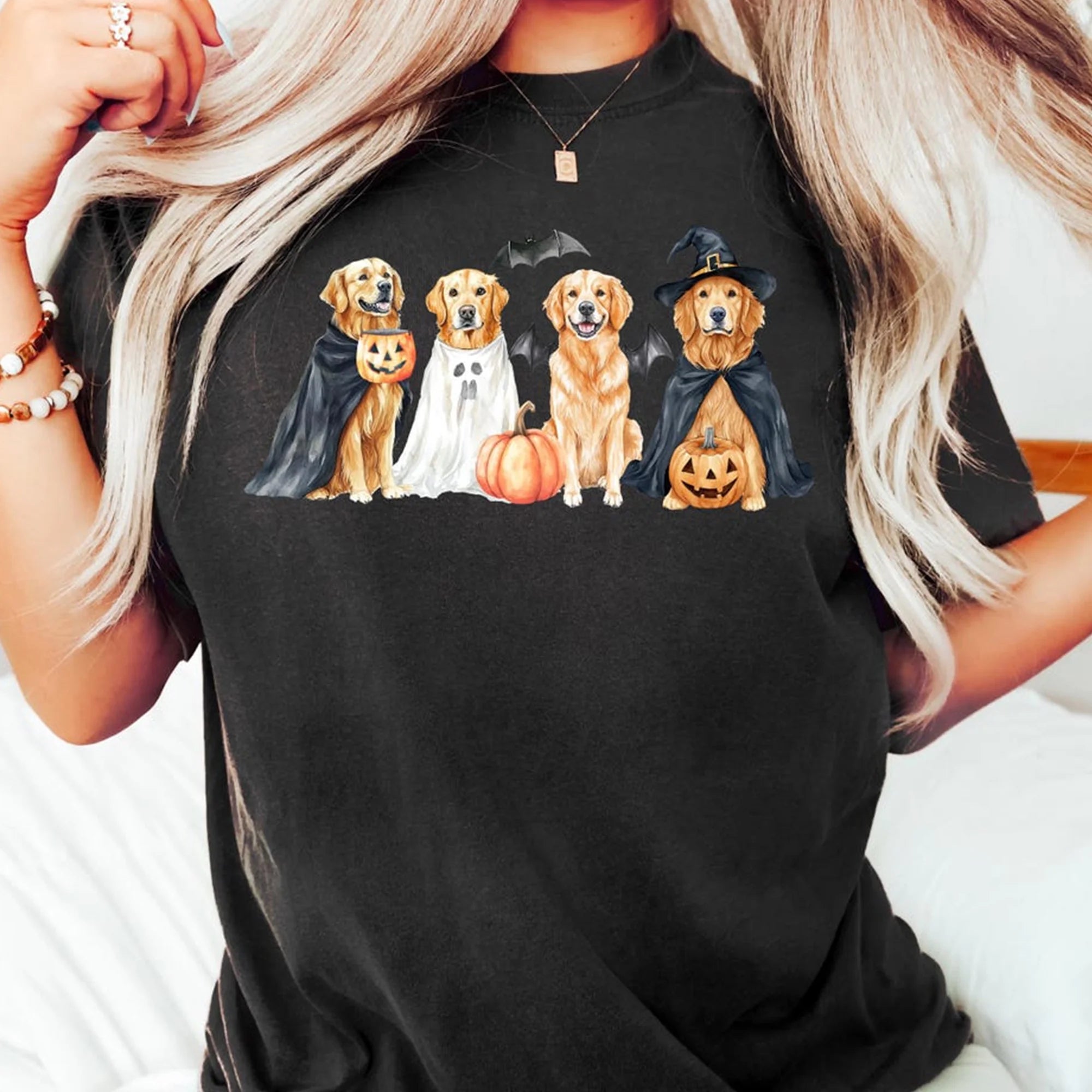 Golden Retriever Halloween Ghost Dog Comfort Colors Mama Shirt Tee