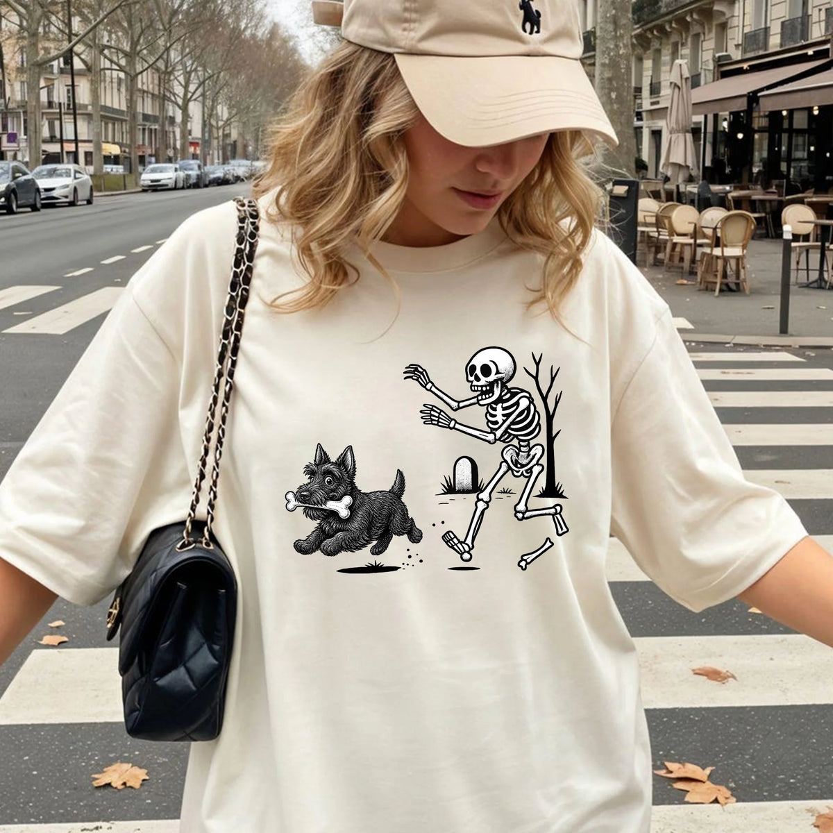 Comfort Colors Scottish Terrier Halloween Skeleton Dog Shirt Funny Tee