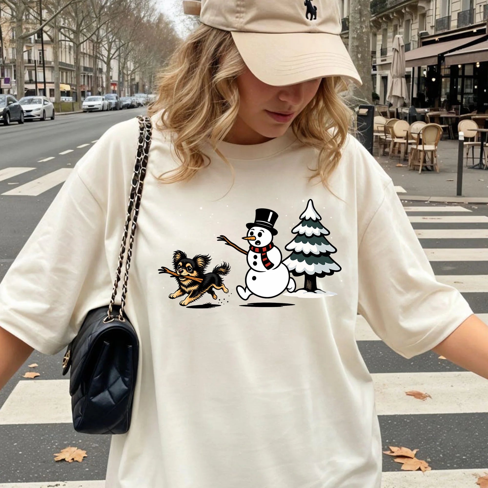 Comfort Colors Funny Christmas Pomchi Dog Snowman Shirt Tee