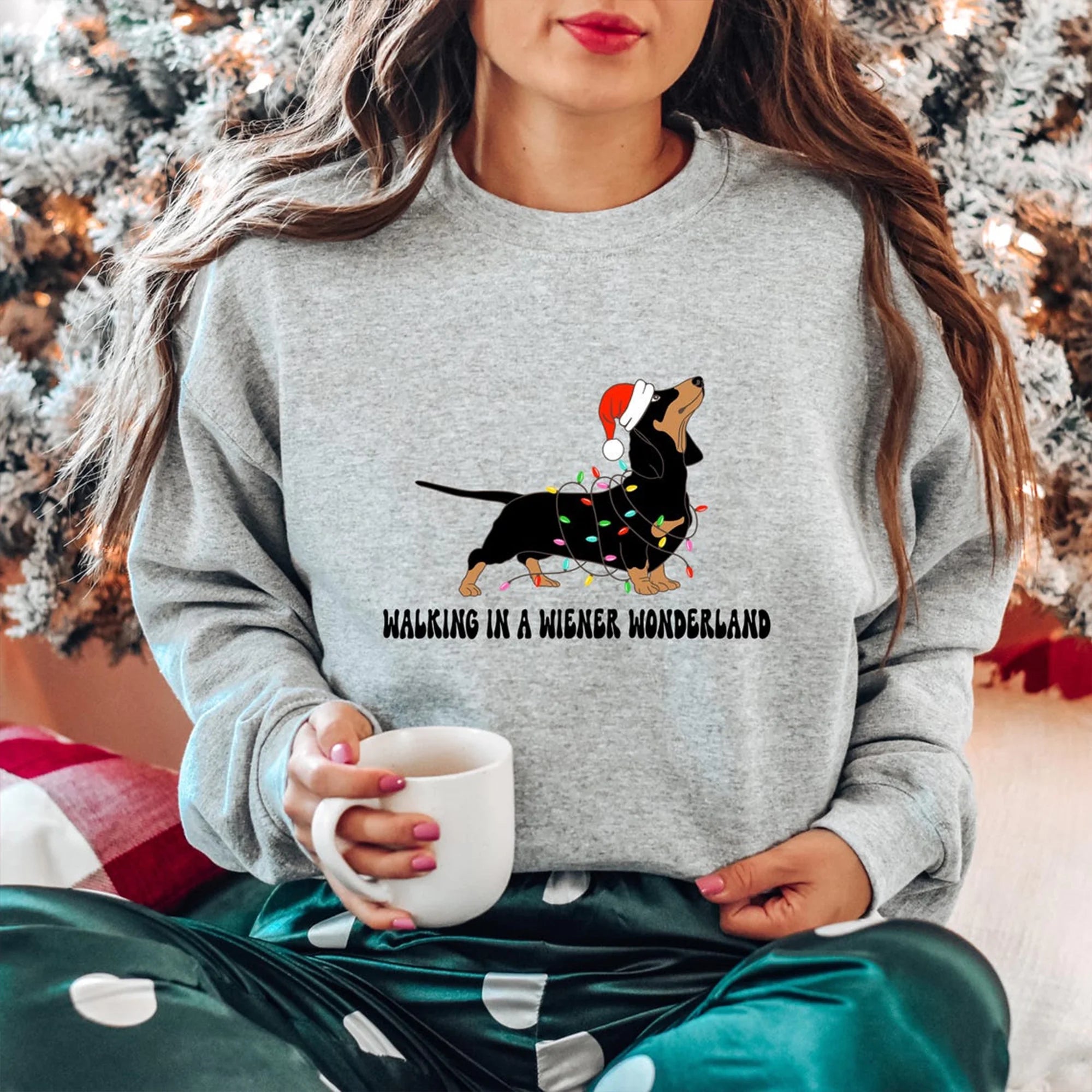 Christmas Dachshund Sweatshirt, Funny Doxie Holiday Crewneck, Dog Mama Gift