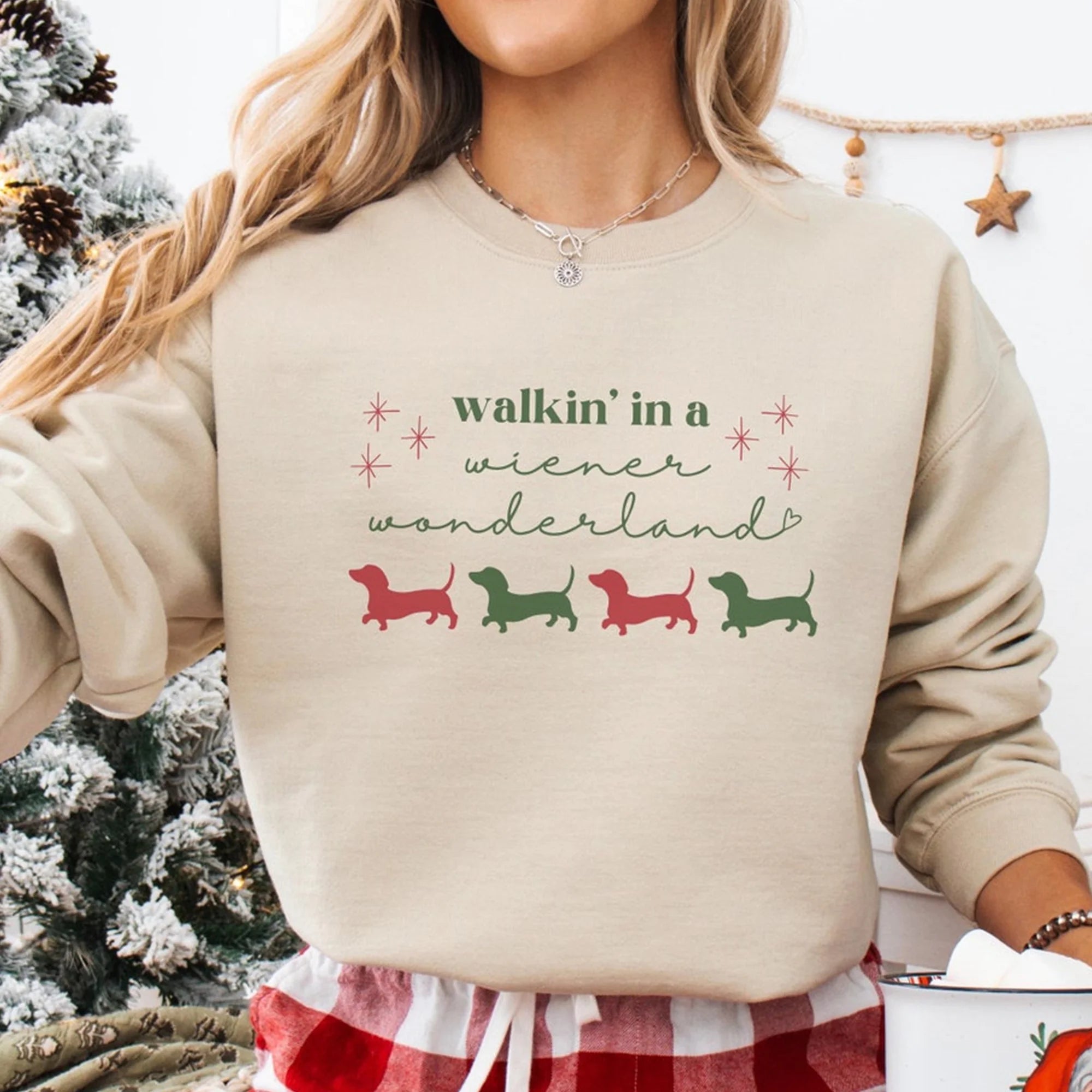 Dachshund Christmas Crewneck, Funny Wiener Dog Pullover, Doxie Mom Gift