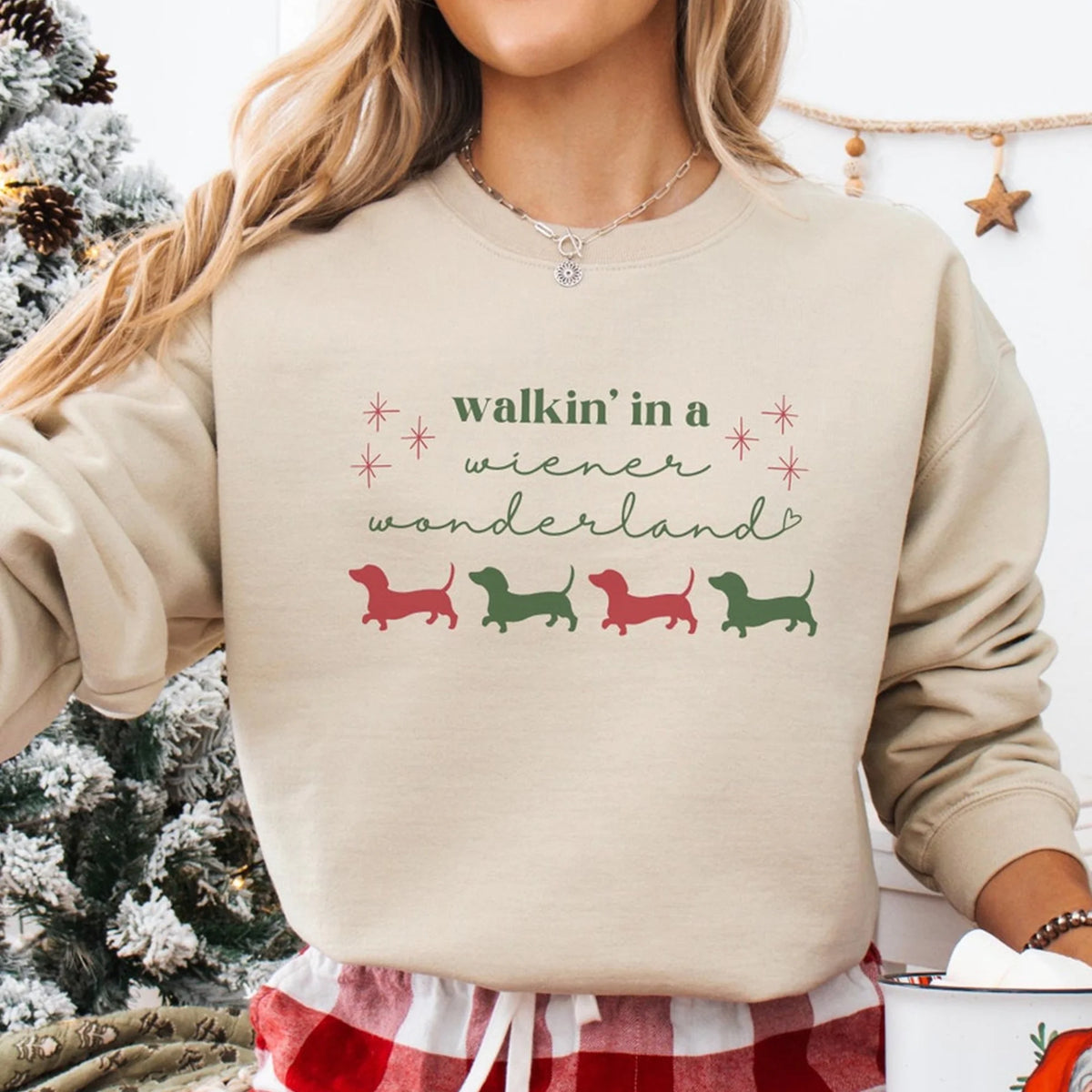 Dachshund Christmas Crewneck, Funny Wiener Dog Pullover, Doxie Mom Gift