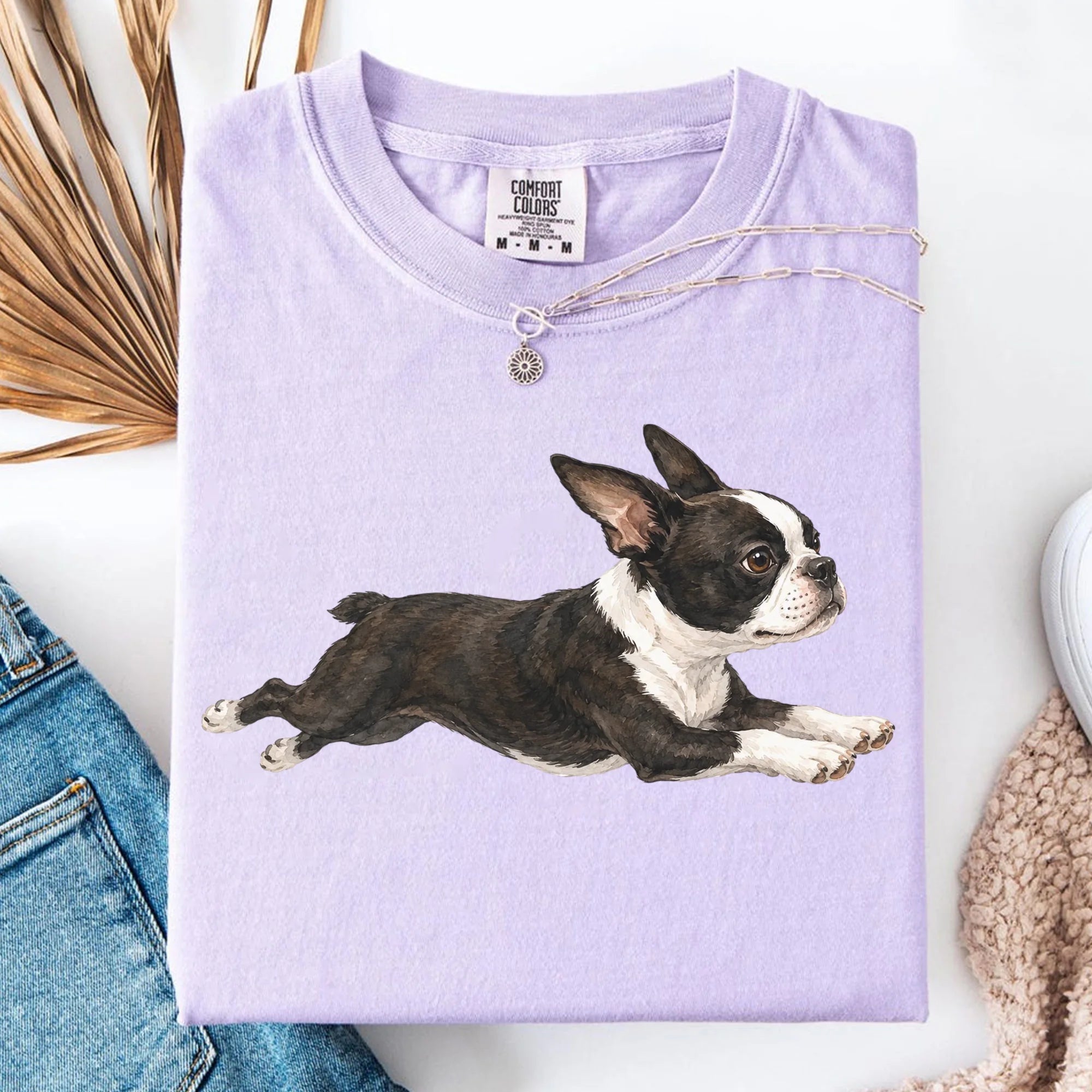 Running Boston Terrier Shirt, Cute Dog Lover Boston Terrier Mom Gift Tee