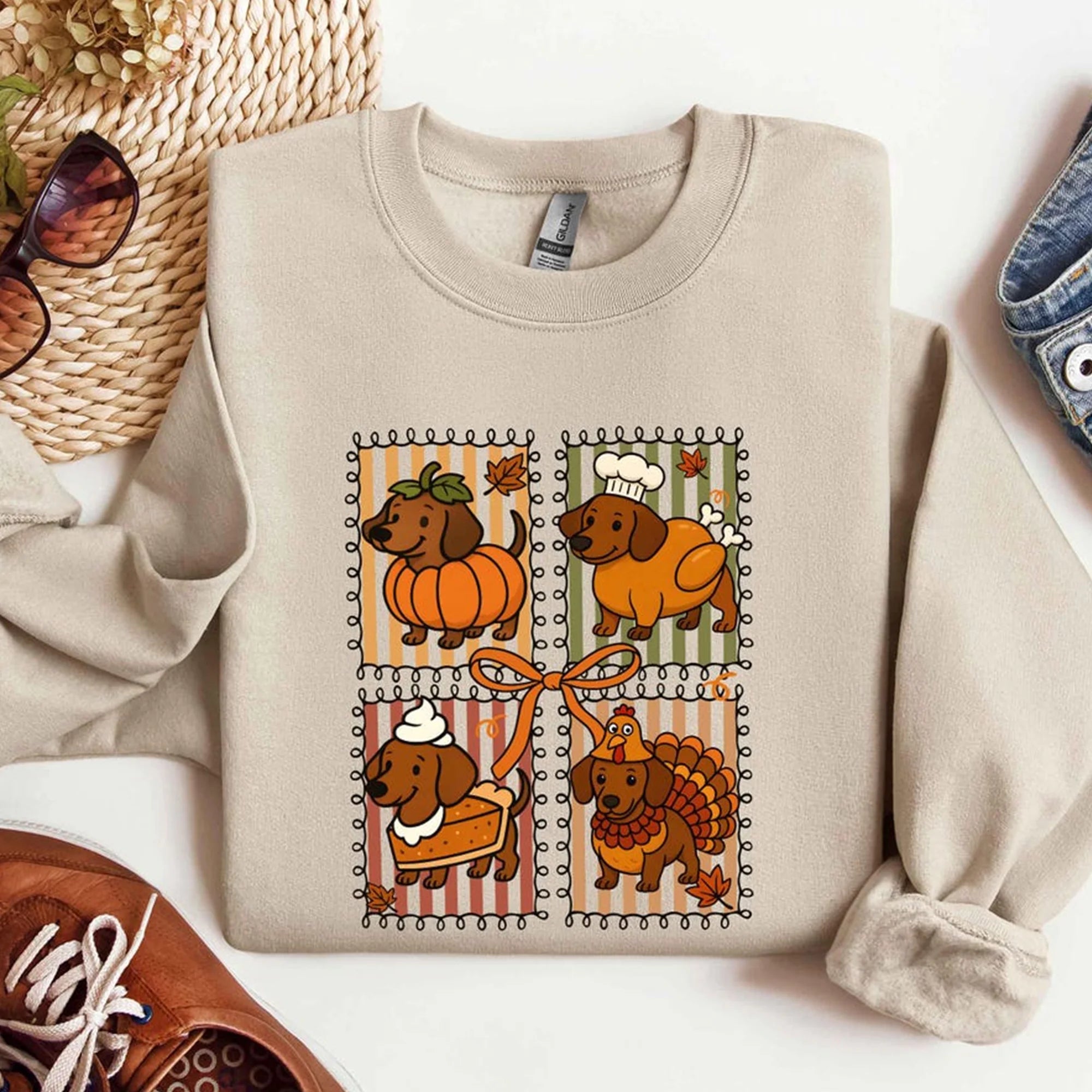 Thanksgiving Dachshund Sweatshirt, Cute Wiener Dog Tee, Dachshund Lover Hoodie